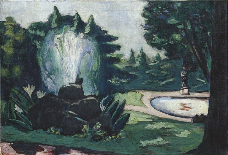 Auf diesem Bild ist das folgende Kunstwerk zu sehen: Max Beckmann. „Springbrunnen in Baden-Baden“. 1936.