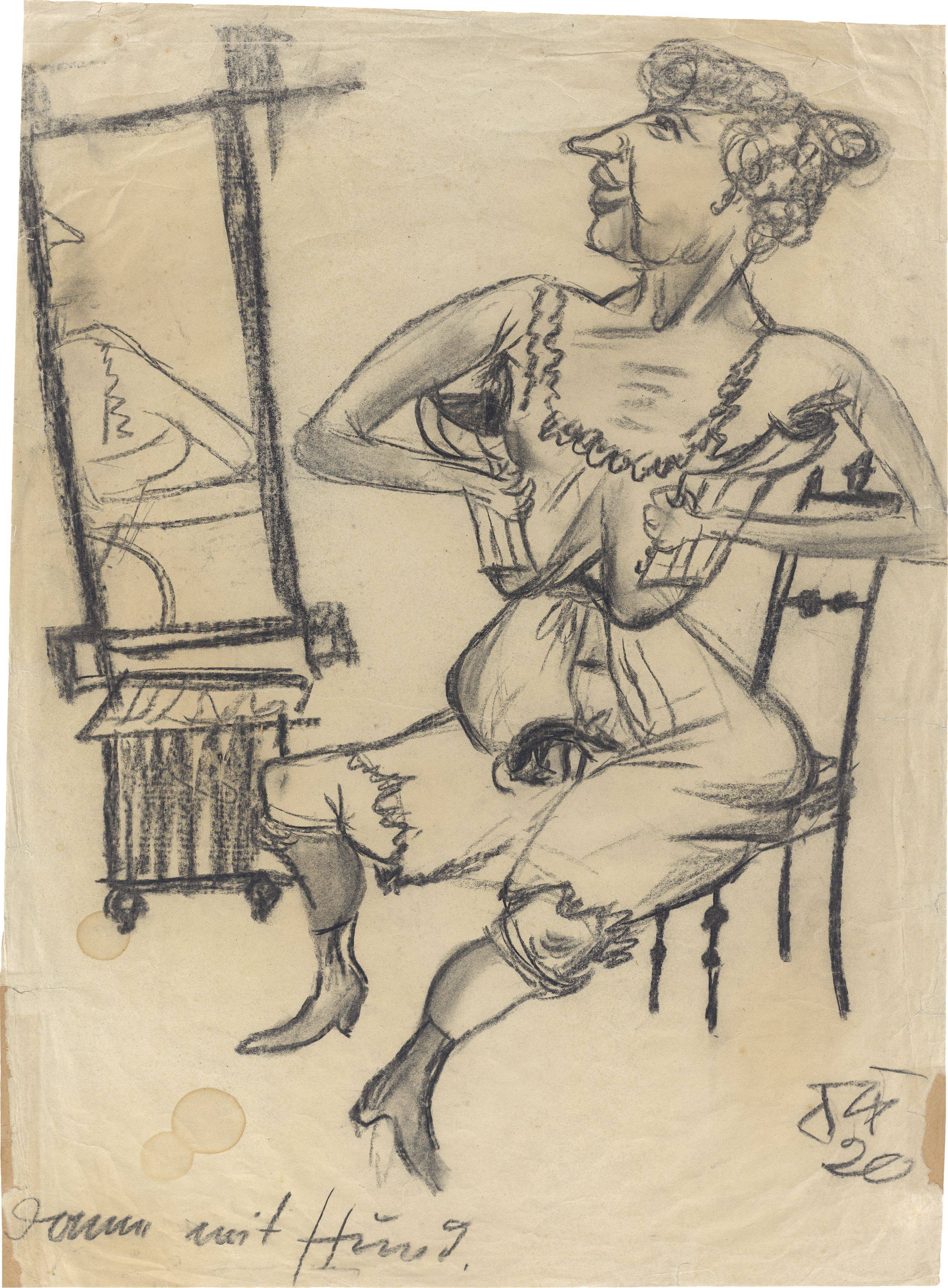 This picture shows the following artwork: Otto Dix. ”Dame mit Hund”. 1920.