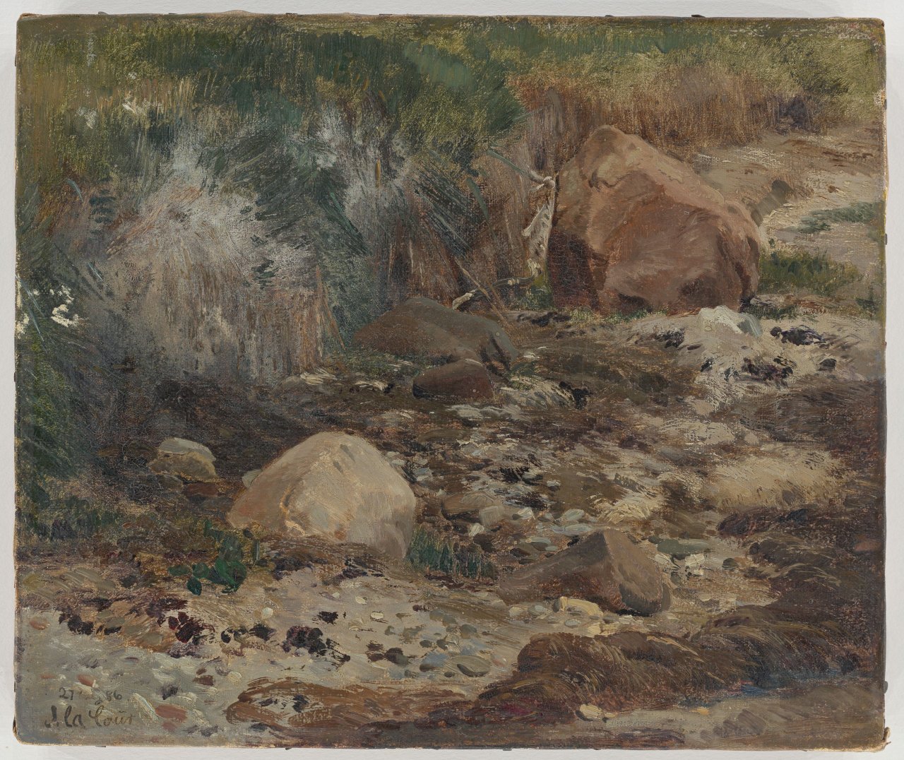 Auf diesem Bild ist das folgende Kunstwerk zu sehen: Janus Andreas Bartholin la Cour. Dünengras am Strand. 1886.