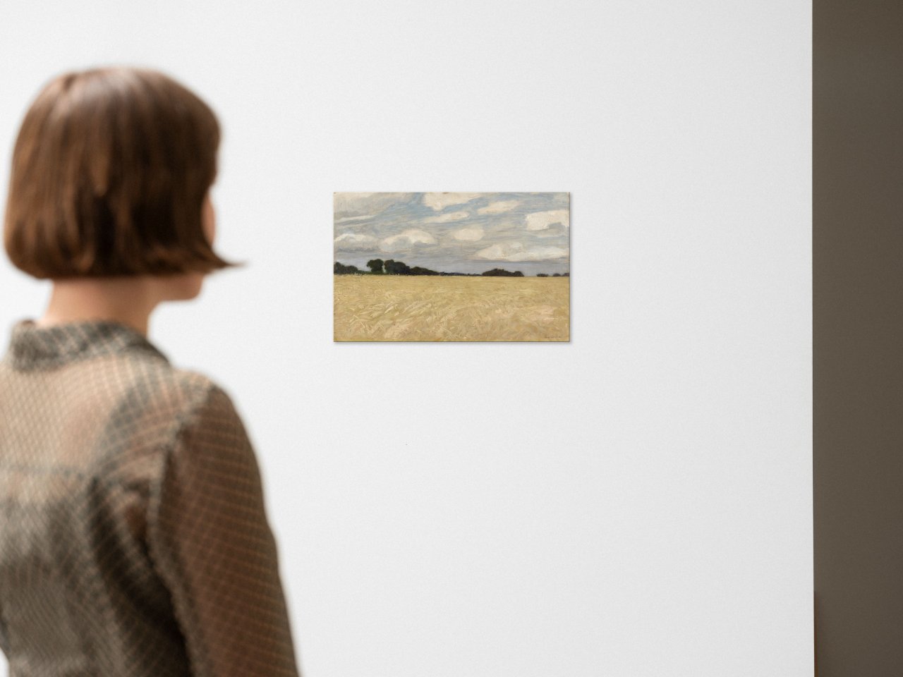 Auf diesem Bild ist das folgende Kunstwerk zu sehen: Hans am Ende. Kornfeld. Um 1897.