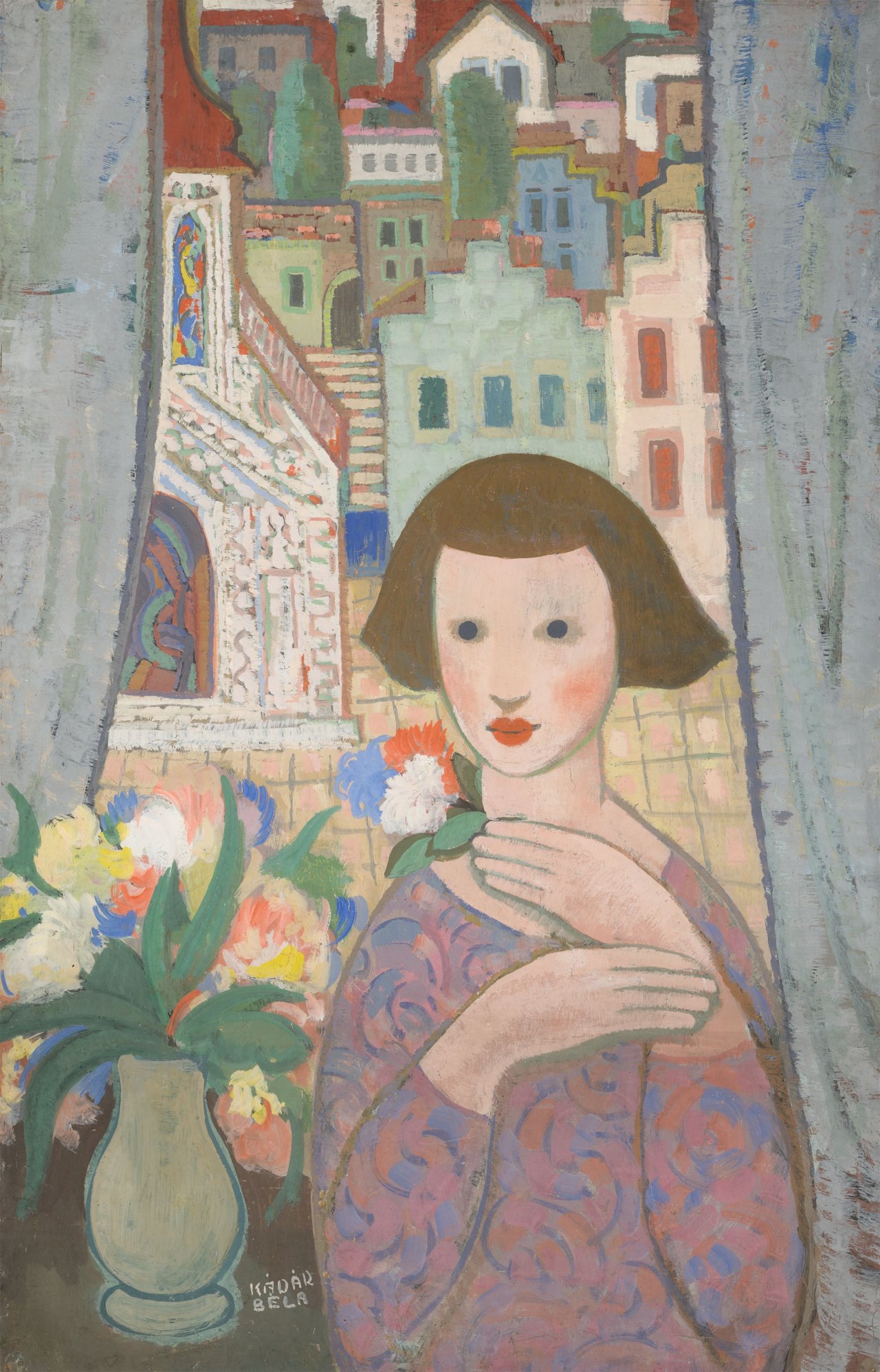 This picture shows the following artwork: Béla Kádár. Girl at the window. Circa 1930/40.