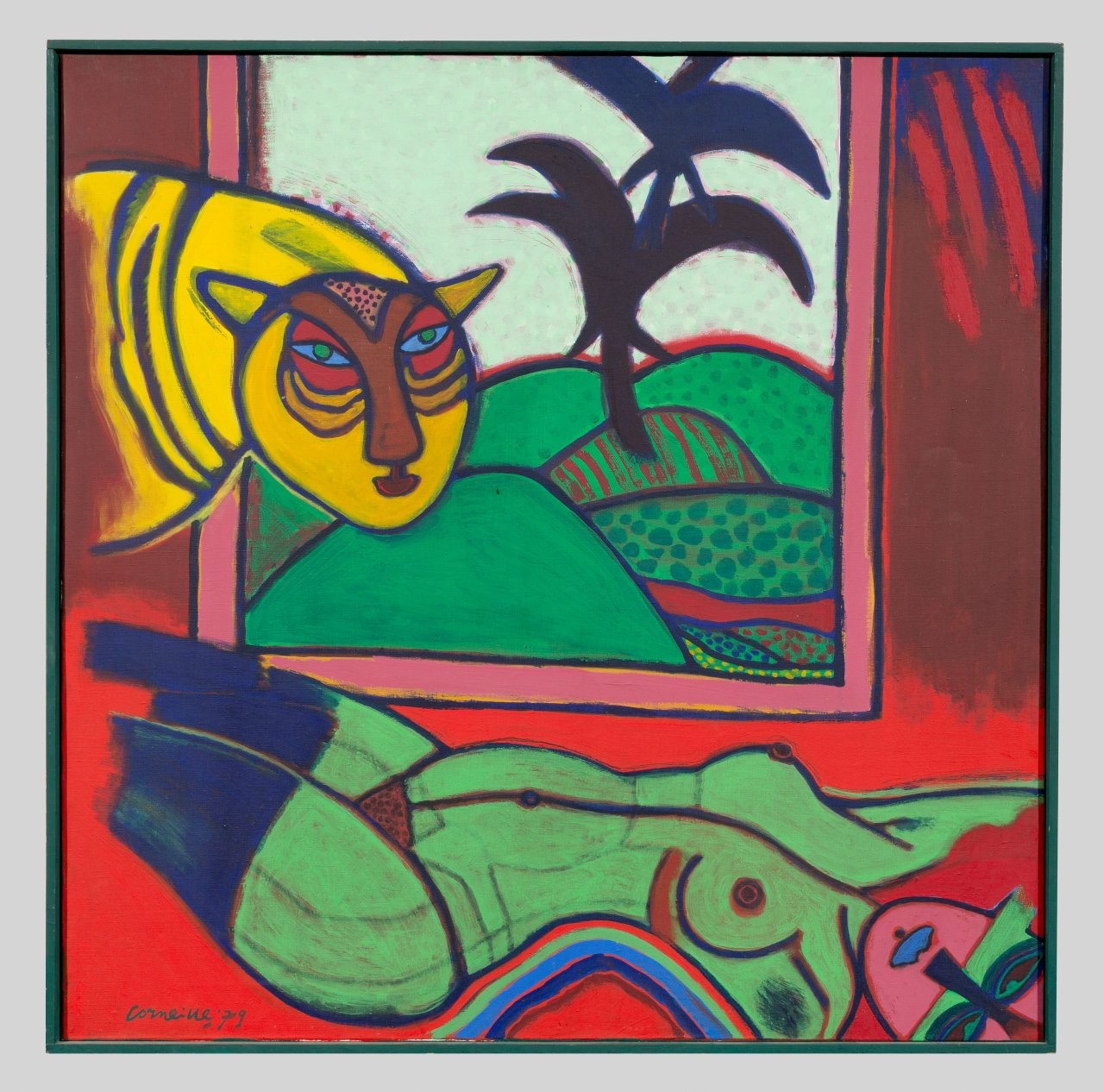 This picture shows the following artwork:  Corneille (i.e. Cornelis Guillaume Beverloo). ”LE TIGRE AMOUREUX”. 1979.