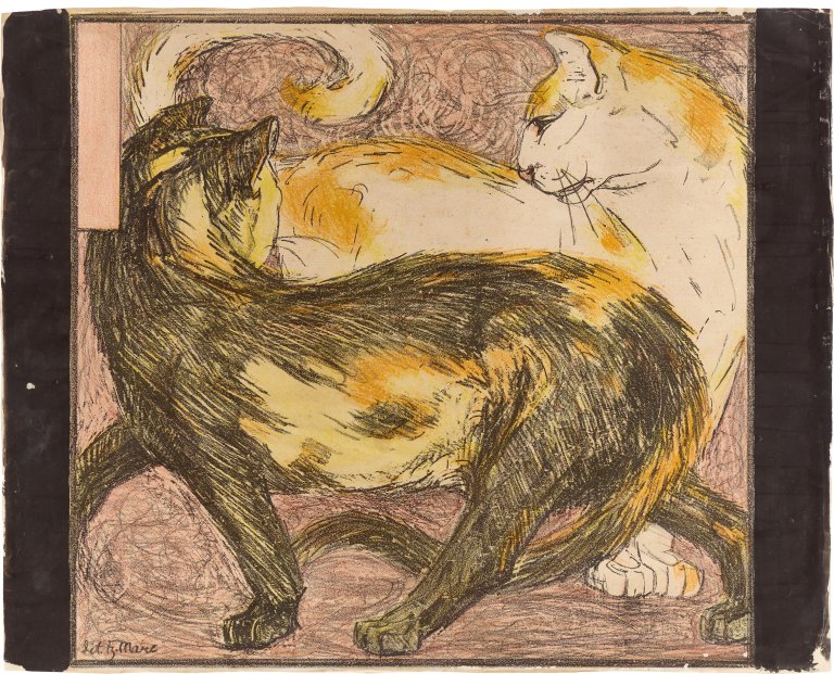 This picture shows the following artwork: Franz Marc. ”Zwei Katzen”. 1909/10.