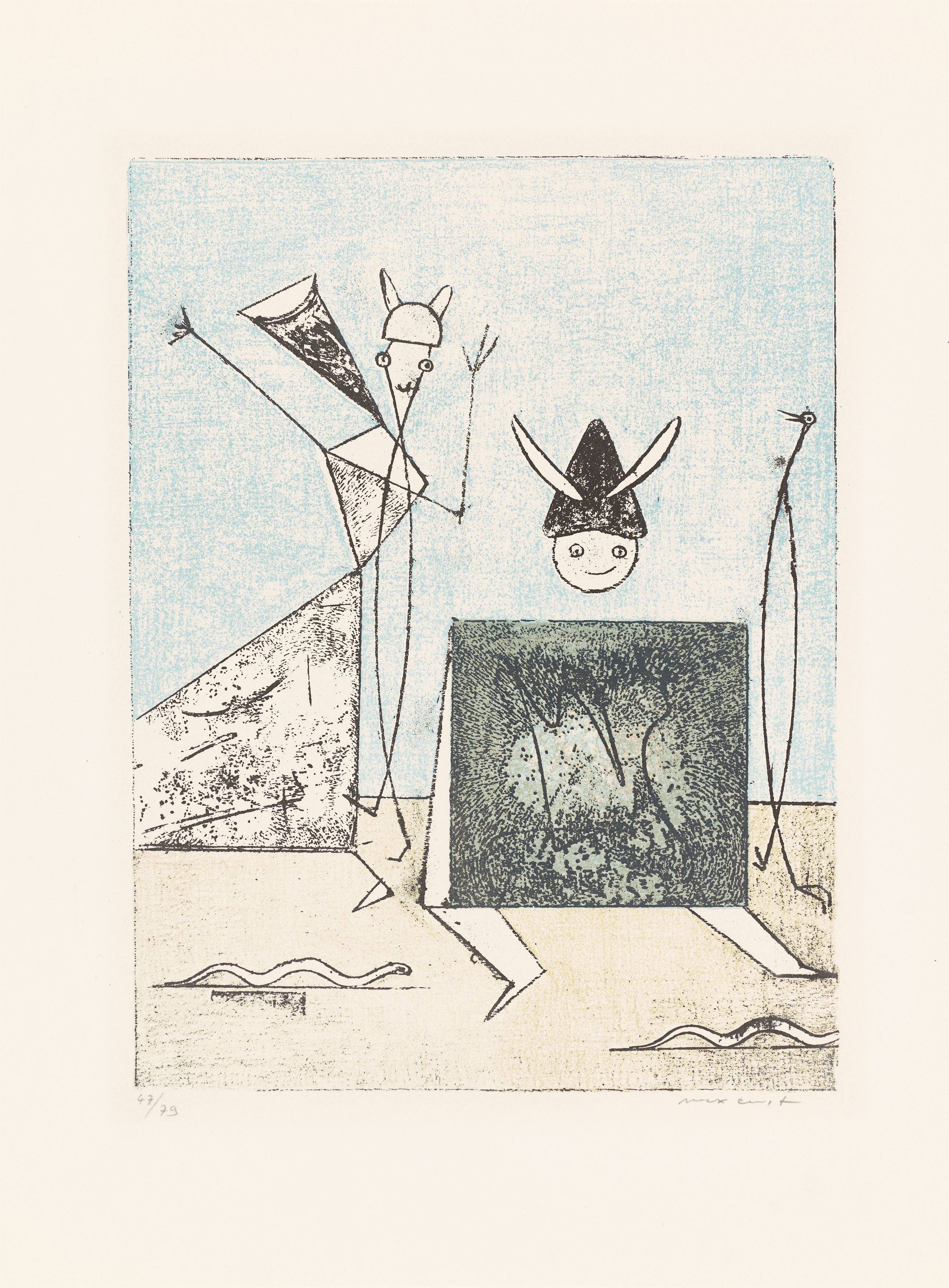 This picture shows the following artwork: Max Ernst. ”Zu: Pierre Hebey, Festin”. 1974.