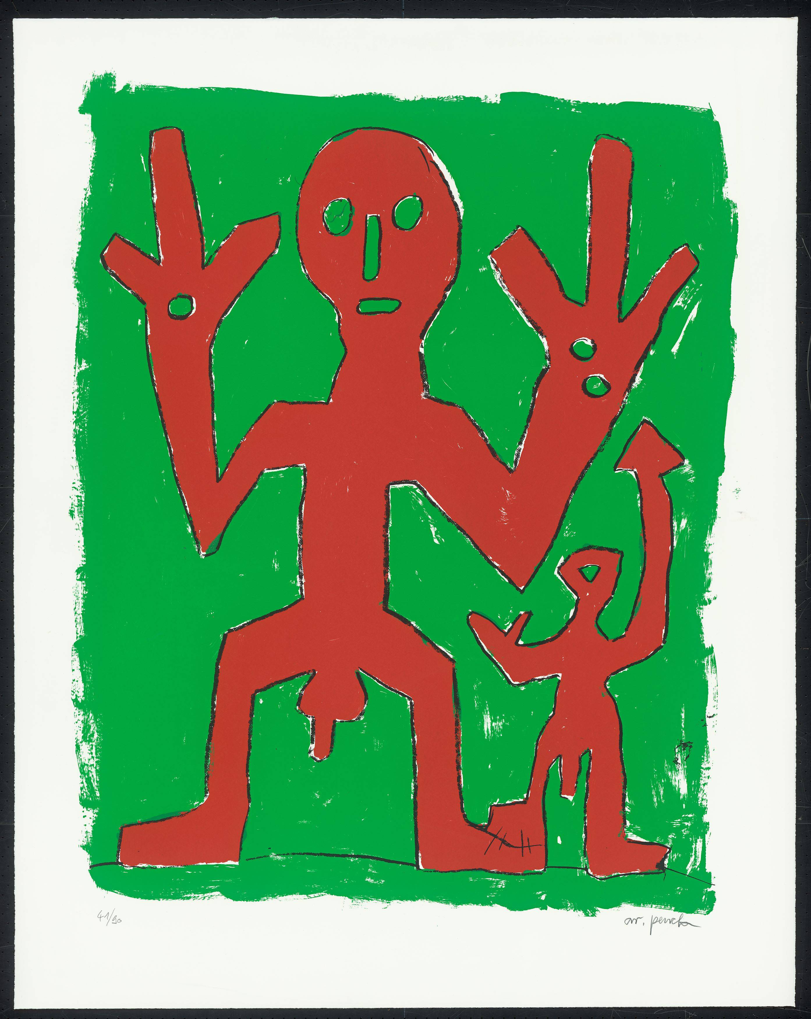 Auf diesem Bild ist das folgende Kunstwerk zu sehen: A.R. Penck. Ohne Titel (Peace). 1995.