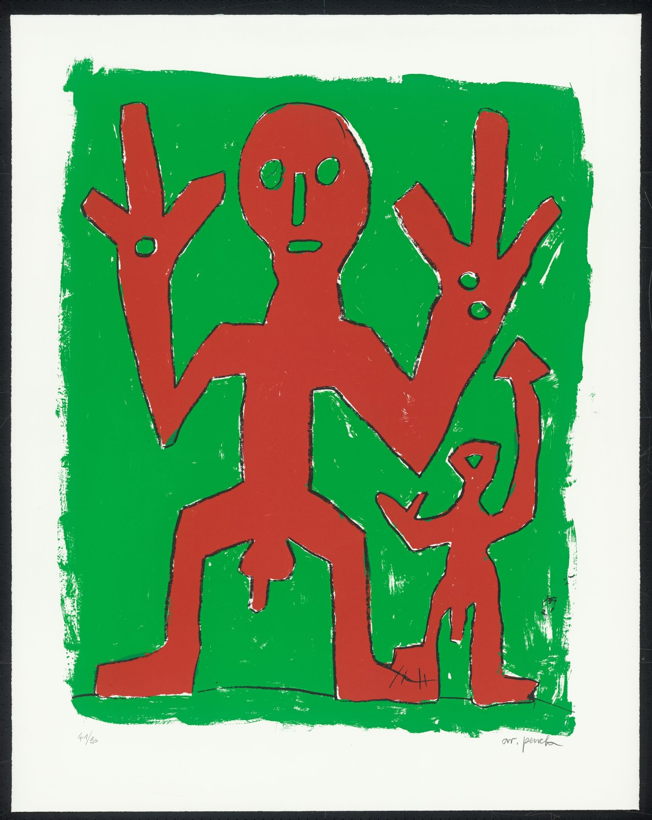 Auf diesem Bild ist das folgende Kunstwerk zu sehen: A.R. Penck. Ohne Titel (Peace). 1995.