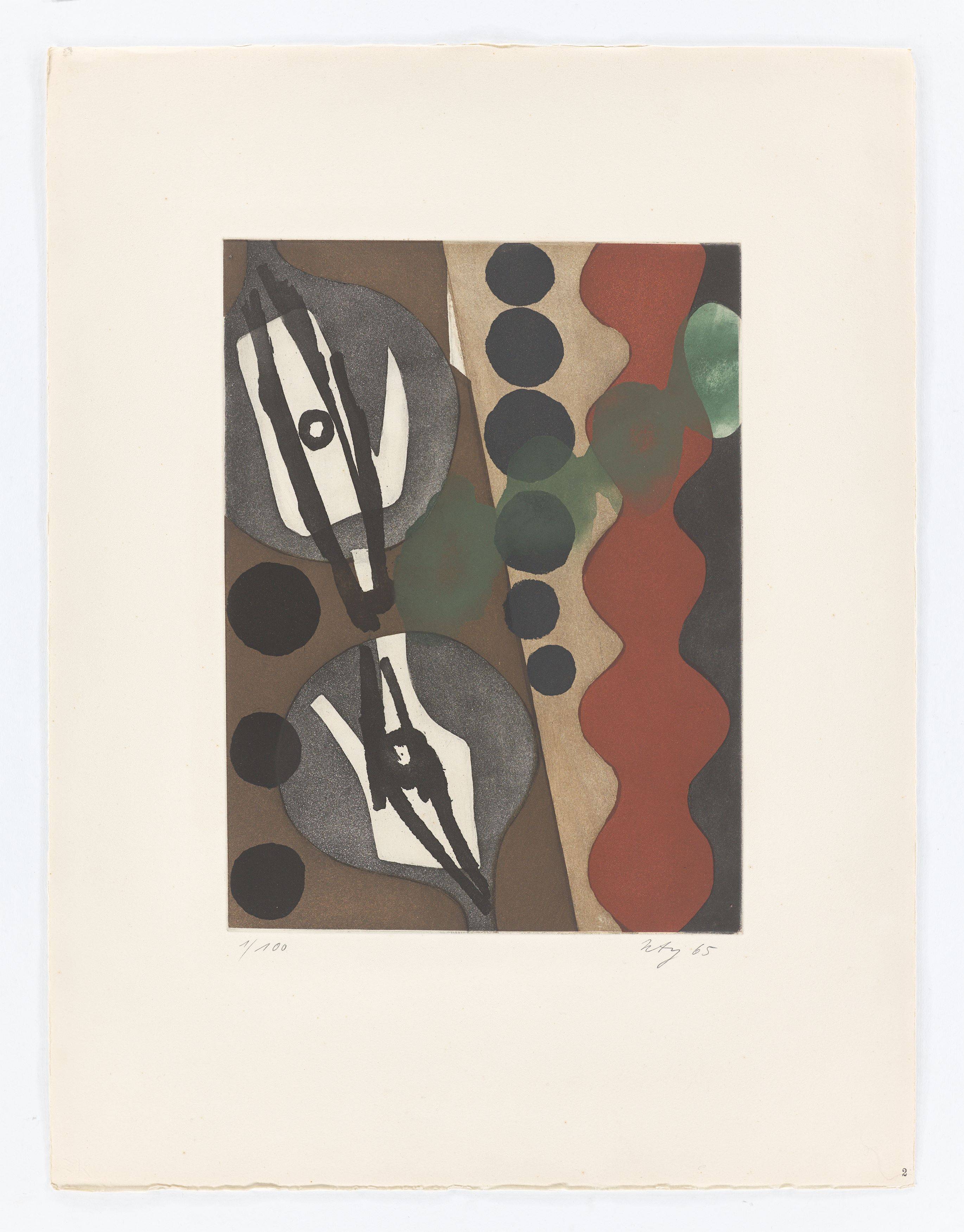 Auf diesem Bild ist das folgende Kunstwerk zu sehen: Ernst Wilhelm Nay. „Sechs Aquatinten“. 1965.
