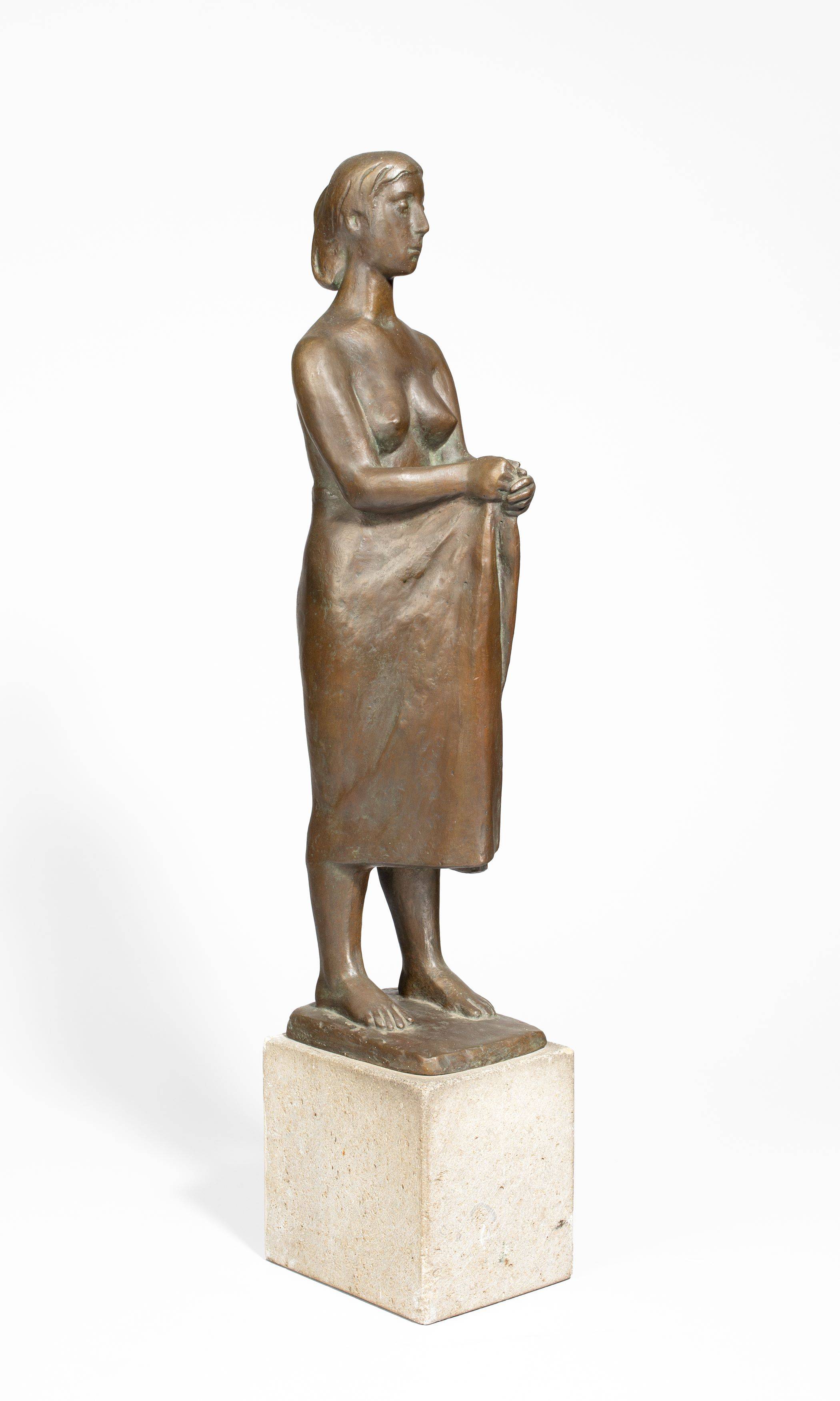 This picture shows the following artwork: Harald Haacke. Woman with cloth. 1954.