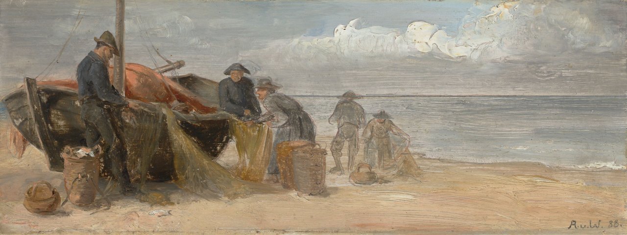 Auf diesem Bild ist das folgende Kunstwerk zu sehen: Anton von Werner. Fischer aus Heringsdorf. 1888.