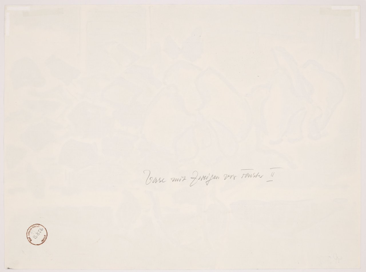 This picture shows the following artwork: Karl Schmidt-Rottluff. ”Vase mit Zweigen vor Fenster II”. 1968.