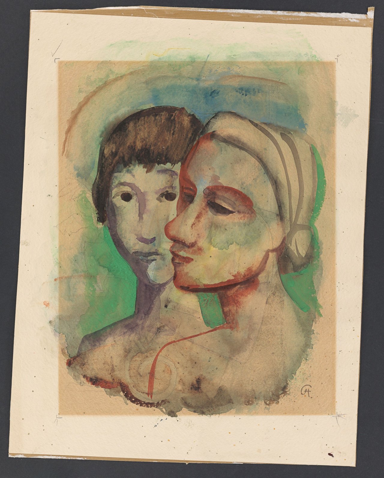 This picture shows the following artwork: Karl Hofer. Two heads.