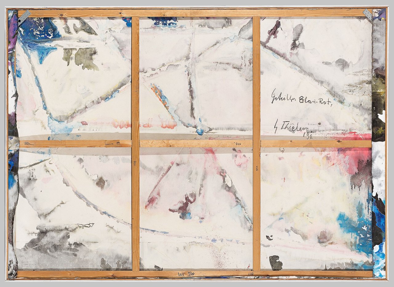 This picture shows the following artwork: Fred Thieler. ”Geteiltes Blau-Rot”. 1991.