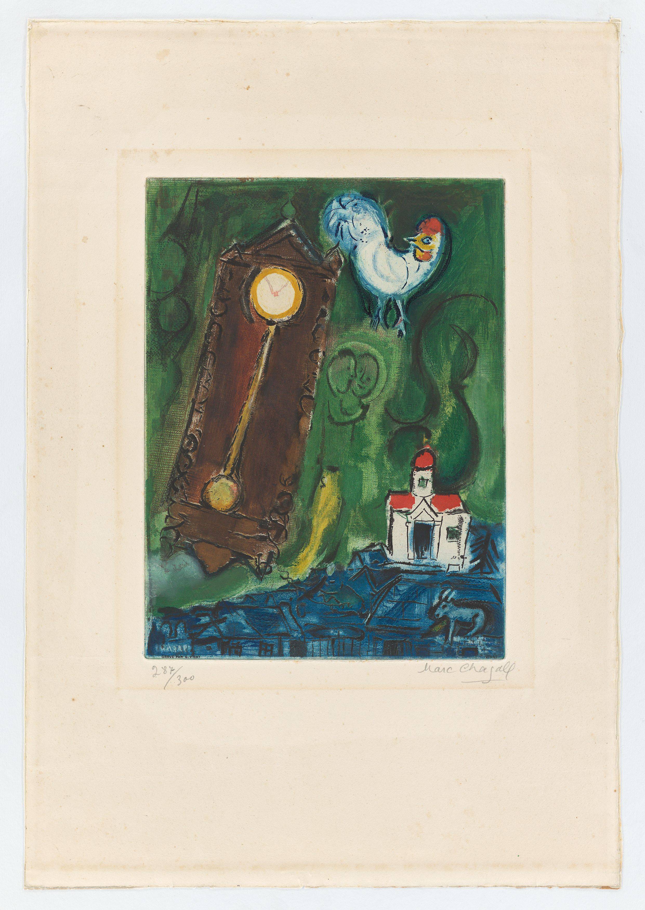 This picture shows the following artwork: Marc Chagall. ”L'Horloge – Le Pendule”. 1956.