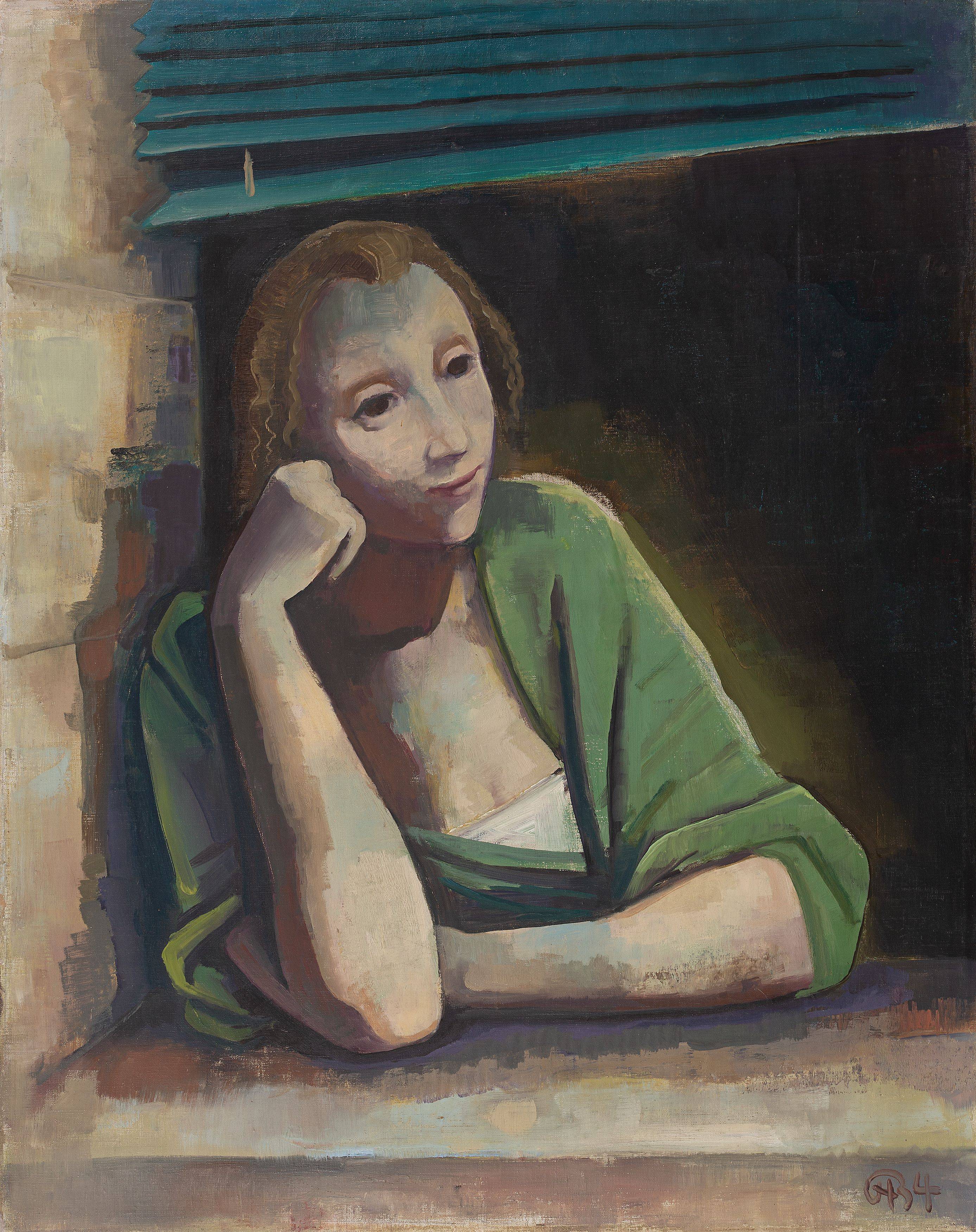 This picture shows the following artwork: Karl Hofer. ”Mädchen am Fenster bei Mondlicht”. 1934.
