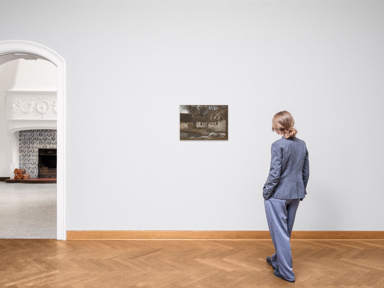 This picture shows the following artwork: Franz Skarbina. ”Hof einer Ferme (Picardie). Sonntagsruhe”. 1888.