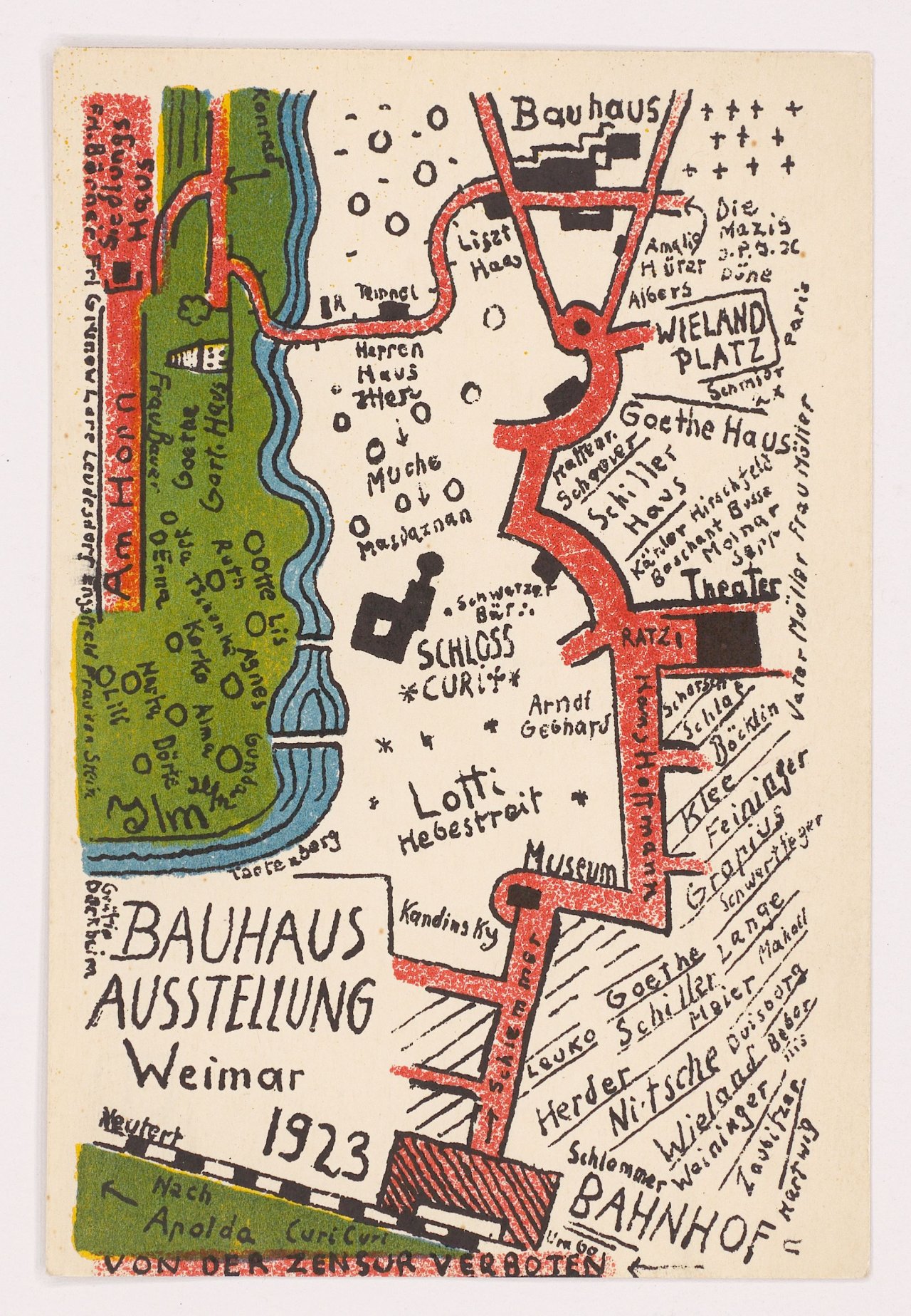 This picture shows the following artwork: Kurt Schmidt. ”Karte zur Bauhaus Ausstellung Weimar 1923”. 1923.