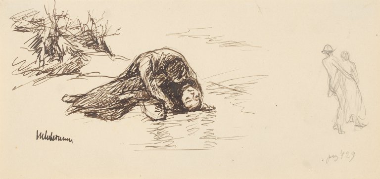 Auf diesem Bild ist das folgende Kunstwerk zu sehen: Max Liebermann. Liebespaar (Trauernder Mann).