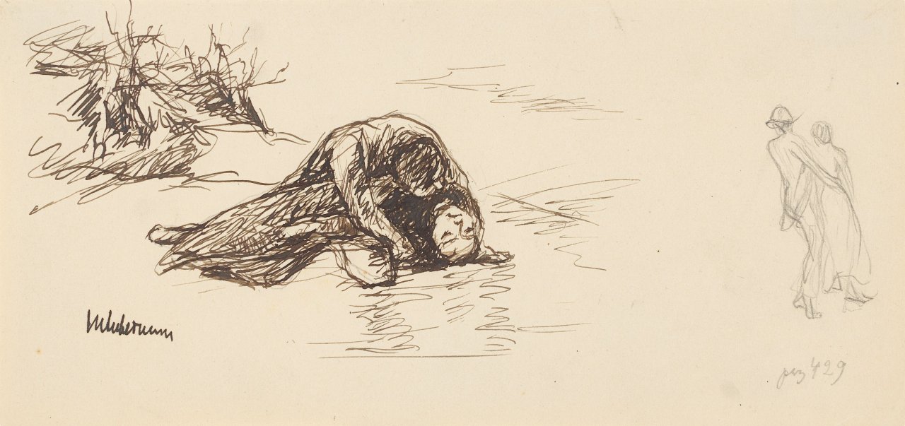 Auf diesem Bild ist das folgende Kunstwerk zu sehen: Max Liebermann. Liebespaar (Trauernder Mann).