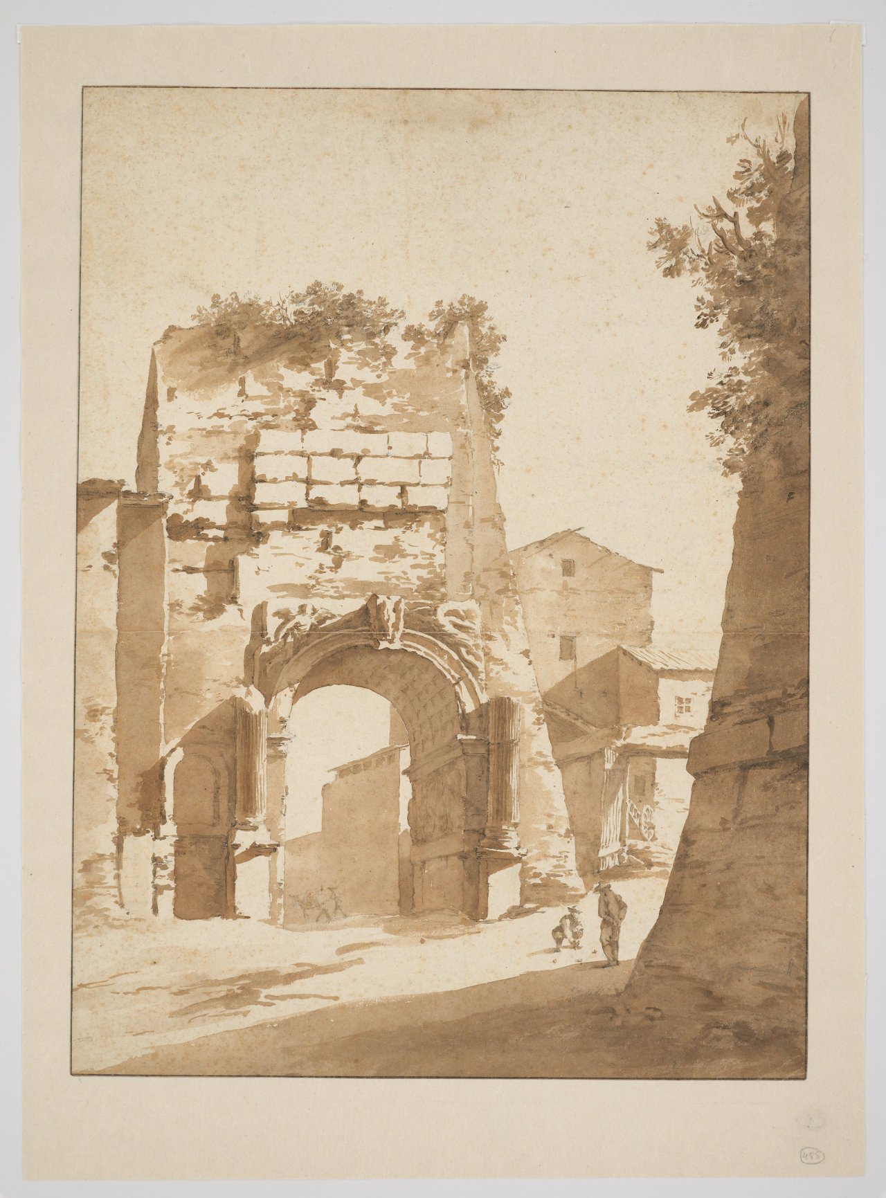 This picture shows the following artwork: Jan de Bisschop. Arch of Titus in Rome.