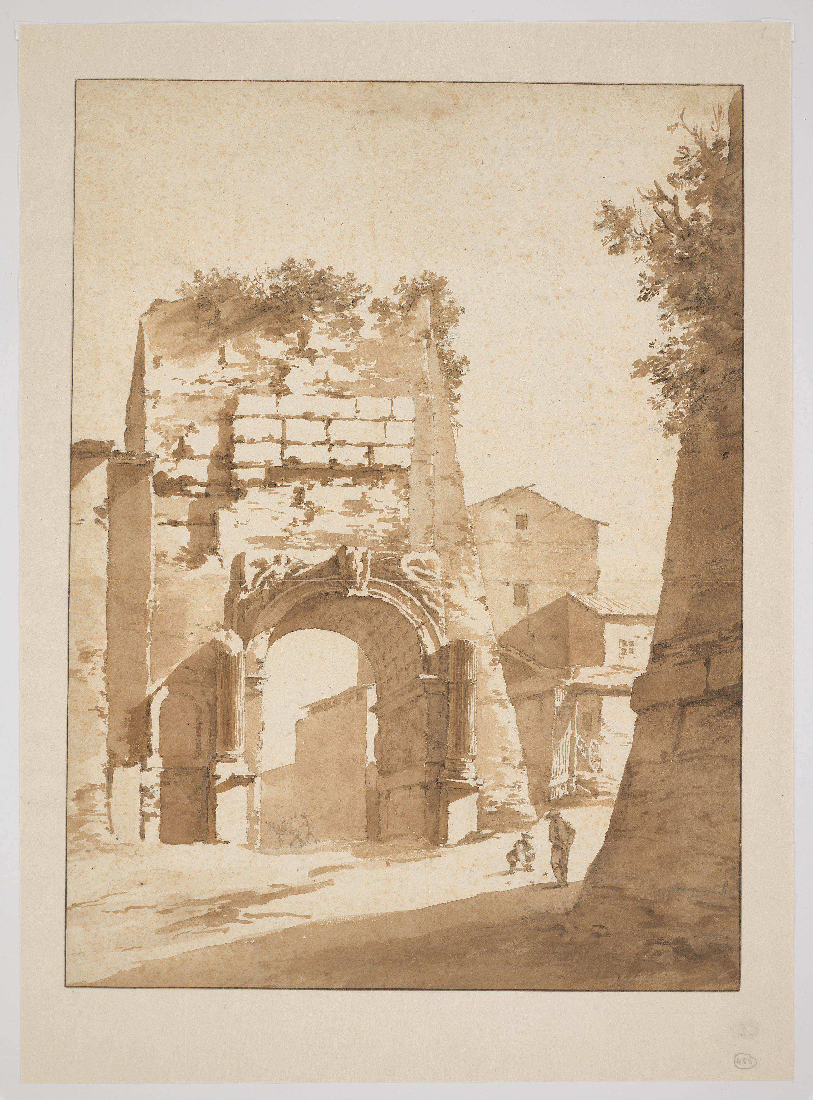 This picture shows the following artwork: Jan de Bisschop. Arch of Titus in Rome.