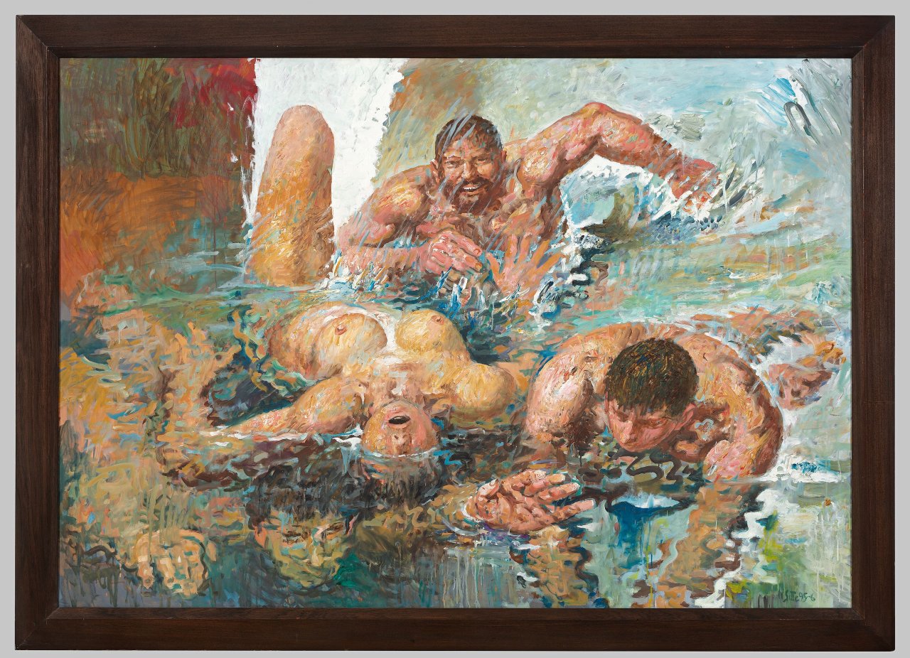 Auf diesem Bild ist das folgende Kunstwerk zu sehen: Willi Sitte. „Wasserplansch“. 1995/96.