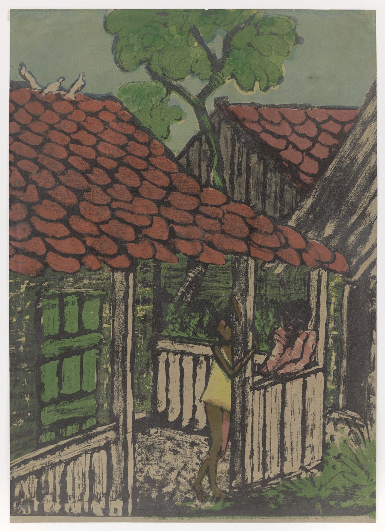 This picture shows the following artwork: Otto Mueller. ”Zwei Zigeunerkinder vor der Hütte”. 1926/27.