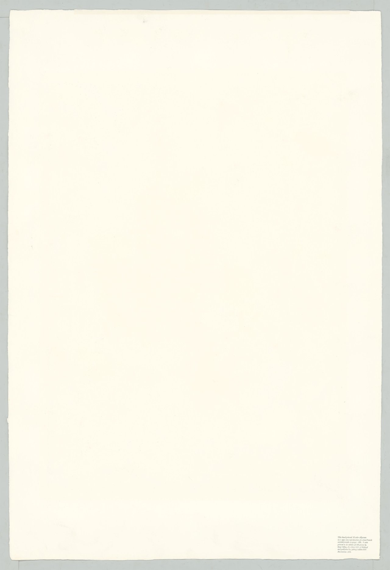 Auf diesem Bild ist das folgende Kunstwerk zu sehen: Sam Francis. „Composition“. 1991.