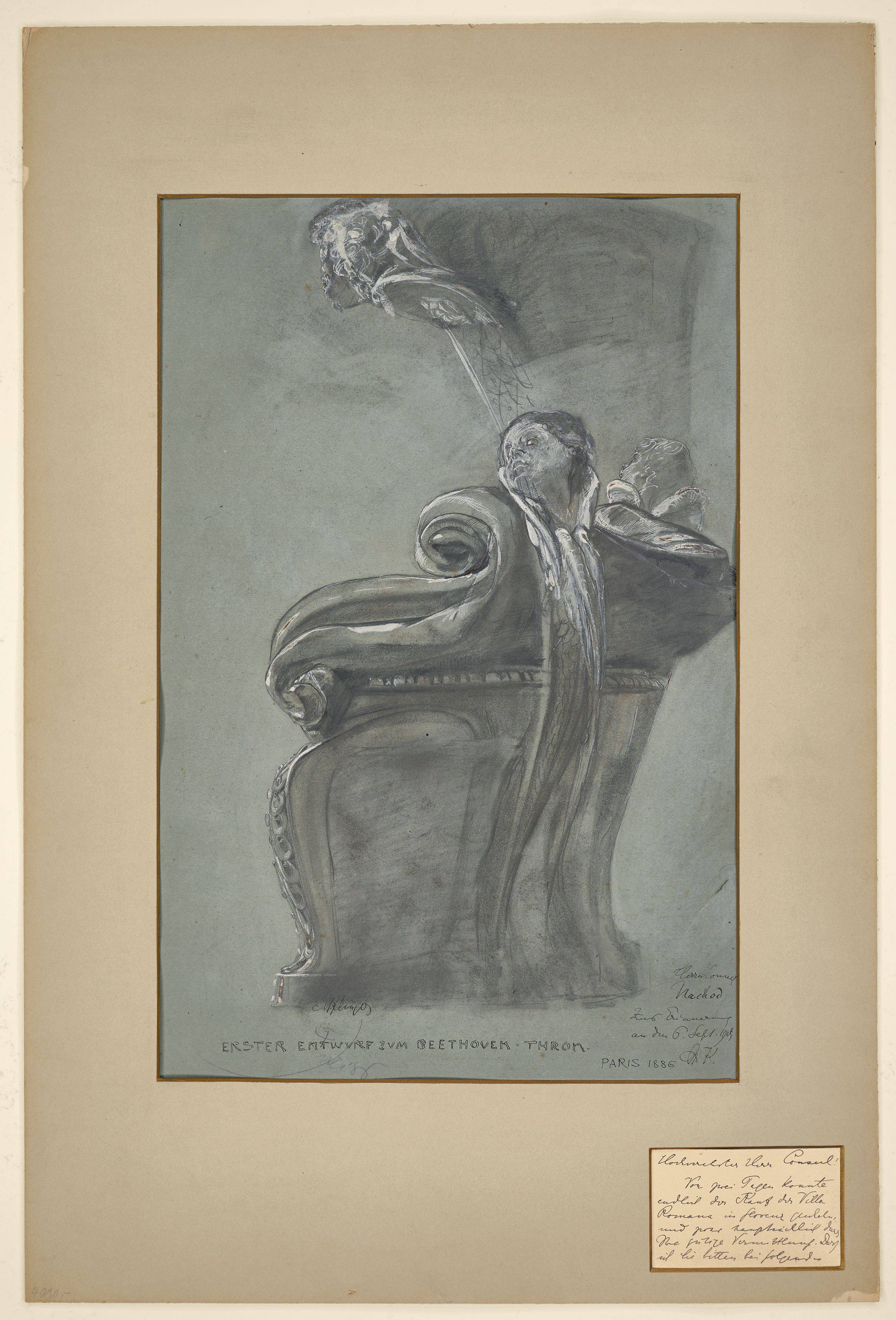 This picture shows the following artwork: Max Klinger. ”Erster Entwurf zum Beethoven-Thron”. 1886.