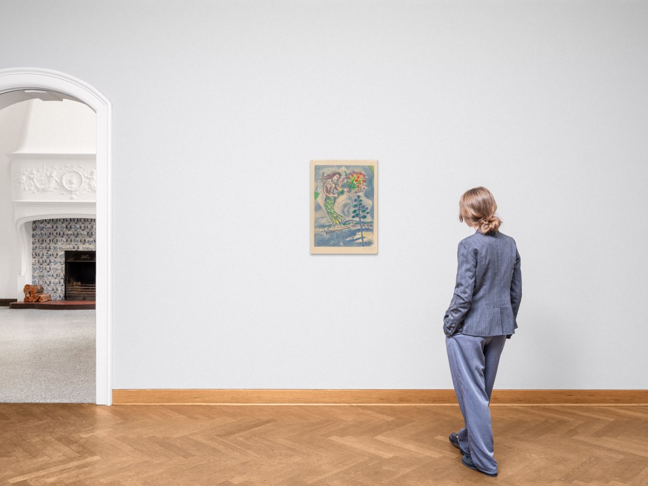 Auf diesem Bild ist das folgende Kunstwerk zu sehen: Marc Chagall. „Sirène au pin“. 1967.