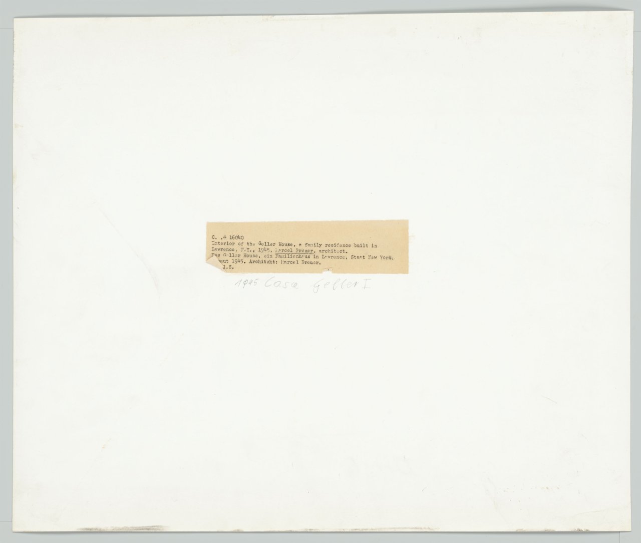 This picture shows the following artwork: Ezra Stoller. Geller House I, Marcel Breuer (1945) Lawrence, NY. 1945.