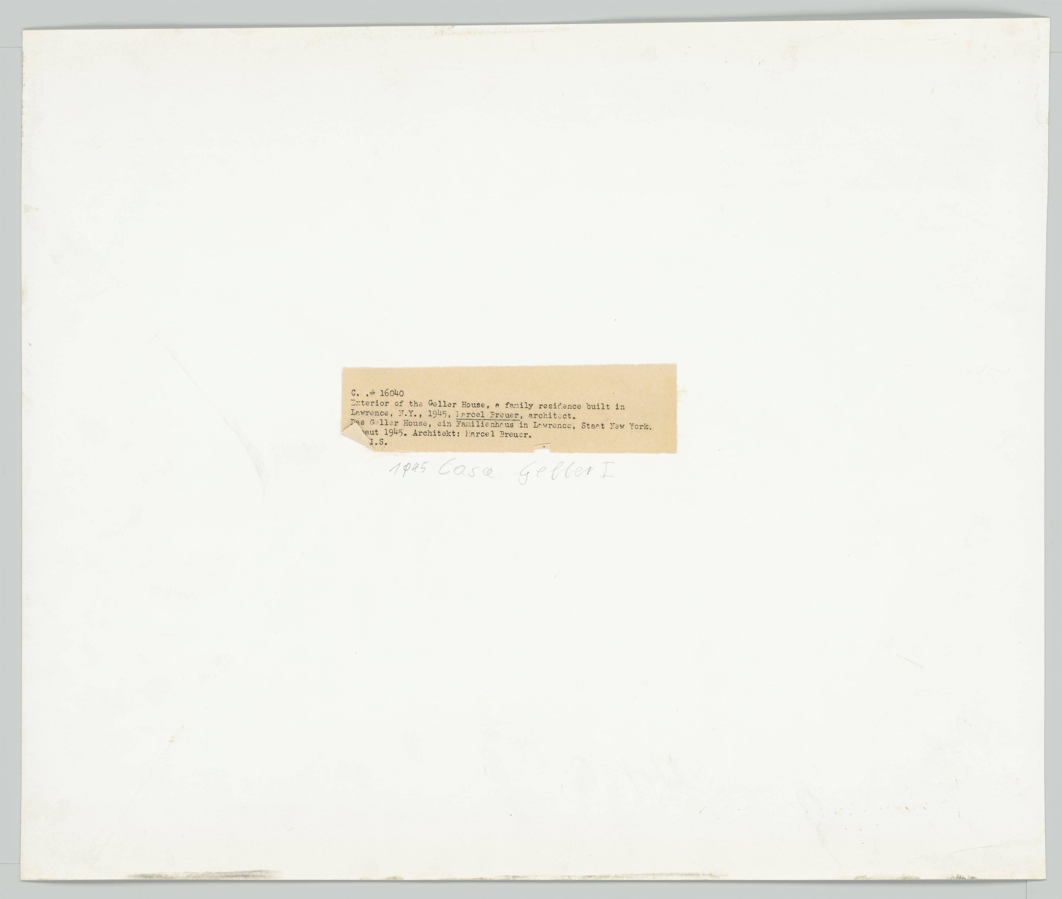 This picture shows the following artwork: Ezra Stoller. Geller House I, Marcel Breuer (1945) Lawrence, NY. 1945.