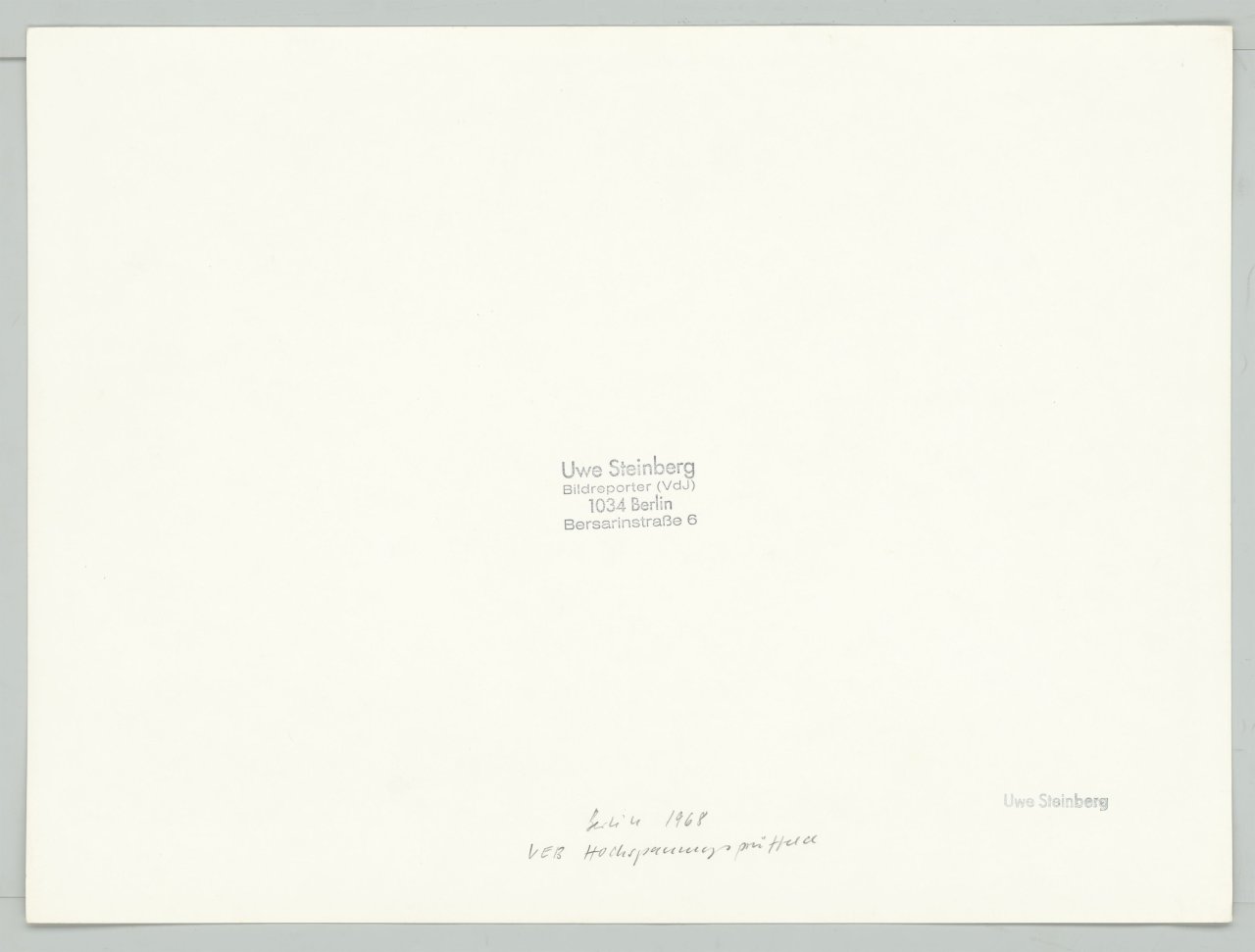 This picture shows the following artwork: Uwe Steinberg. VEB Hochspannungsprüffeld, Berlin (High-voltage test field, Berlin). 1968.