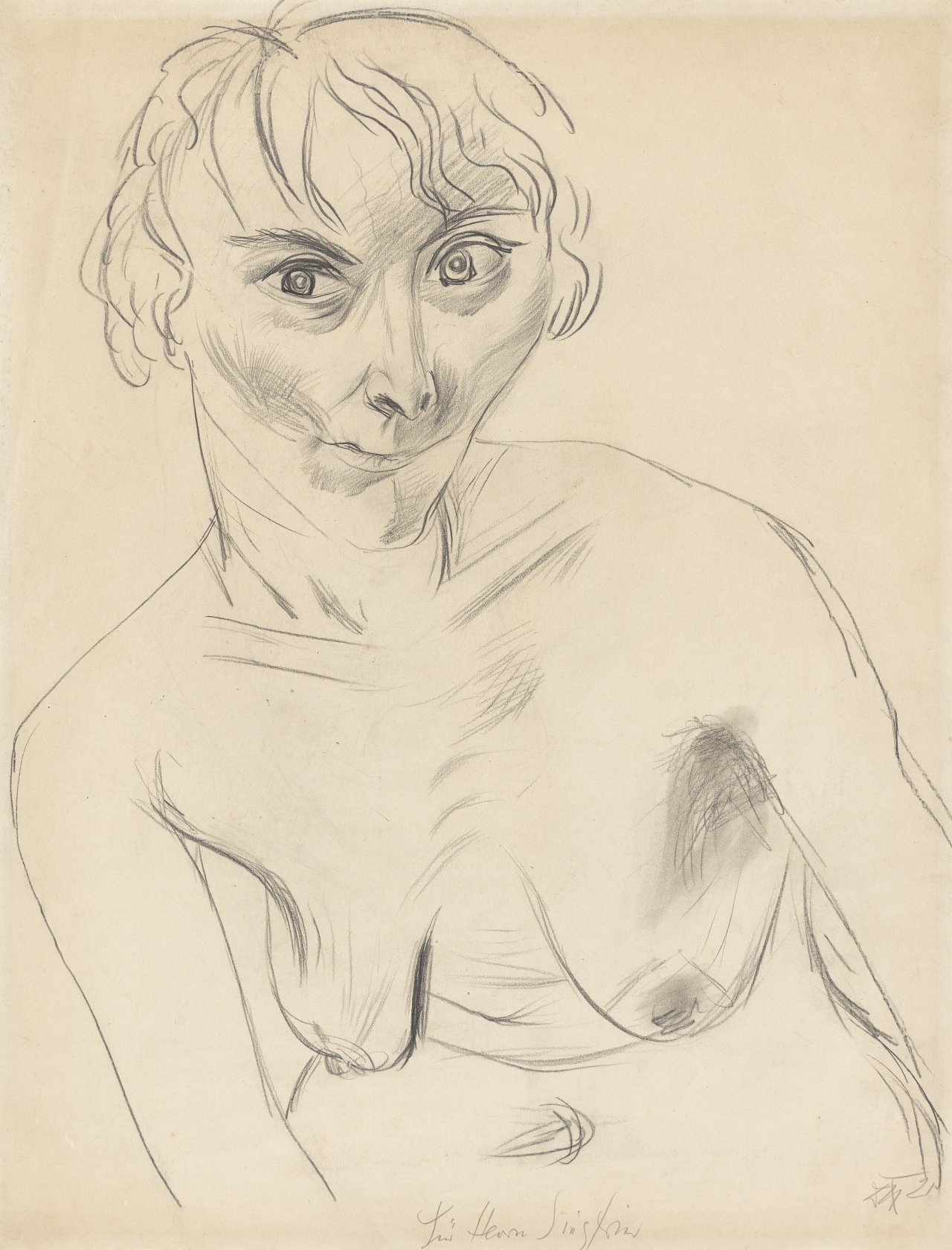 This picture shows the following artwork: Otto Dix. ”Weiblicher Halbakt” (Modell Elli). 1921.