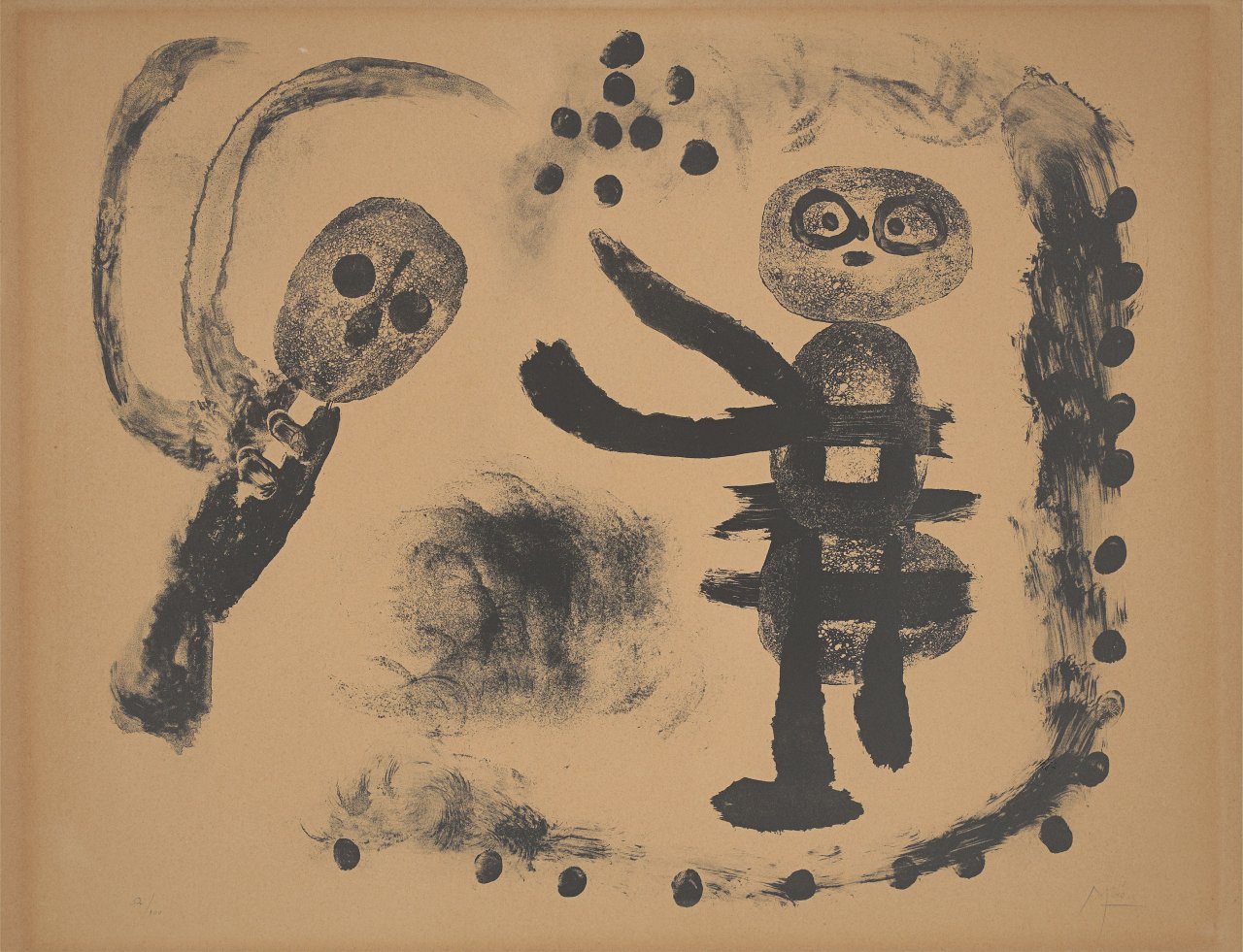 This picture shows the following artwork: Joan Miró. ”Petite fille au bois”. 1958.