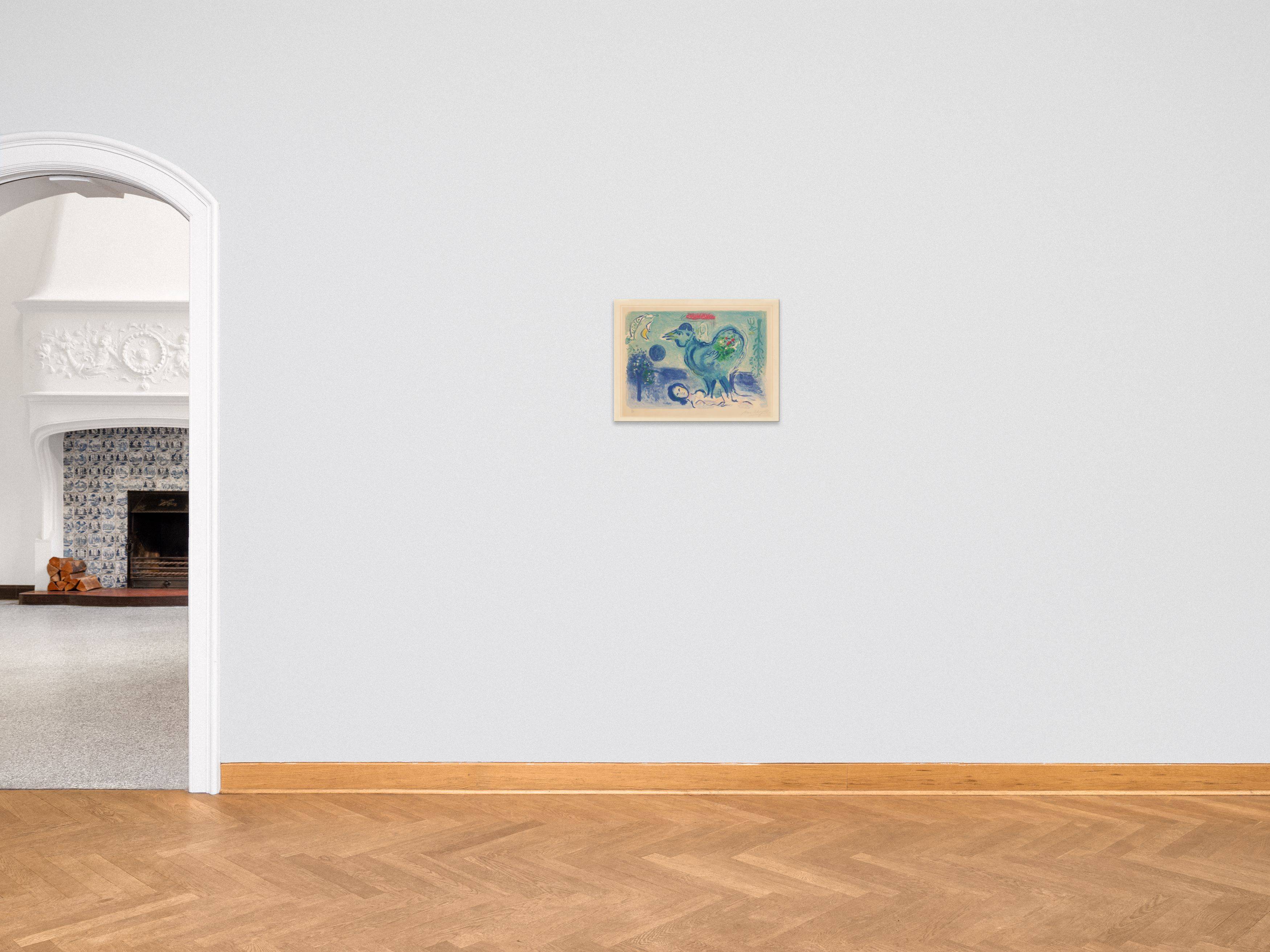 This picture shows the following artwork: Marc Chagall. ”Paysage au Coq”. 1958.