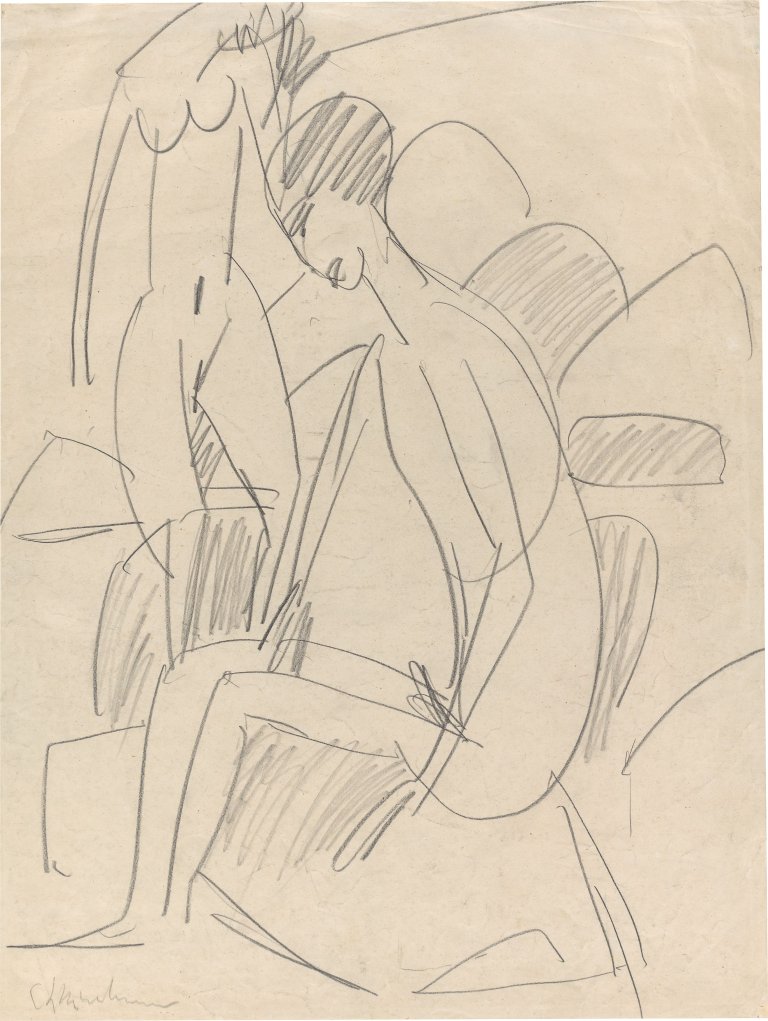 This picture shows the following artwork: Ernst Ludwig Kirchner. ”Badende Fehmarn”. 1912.