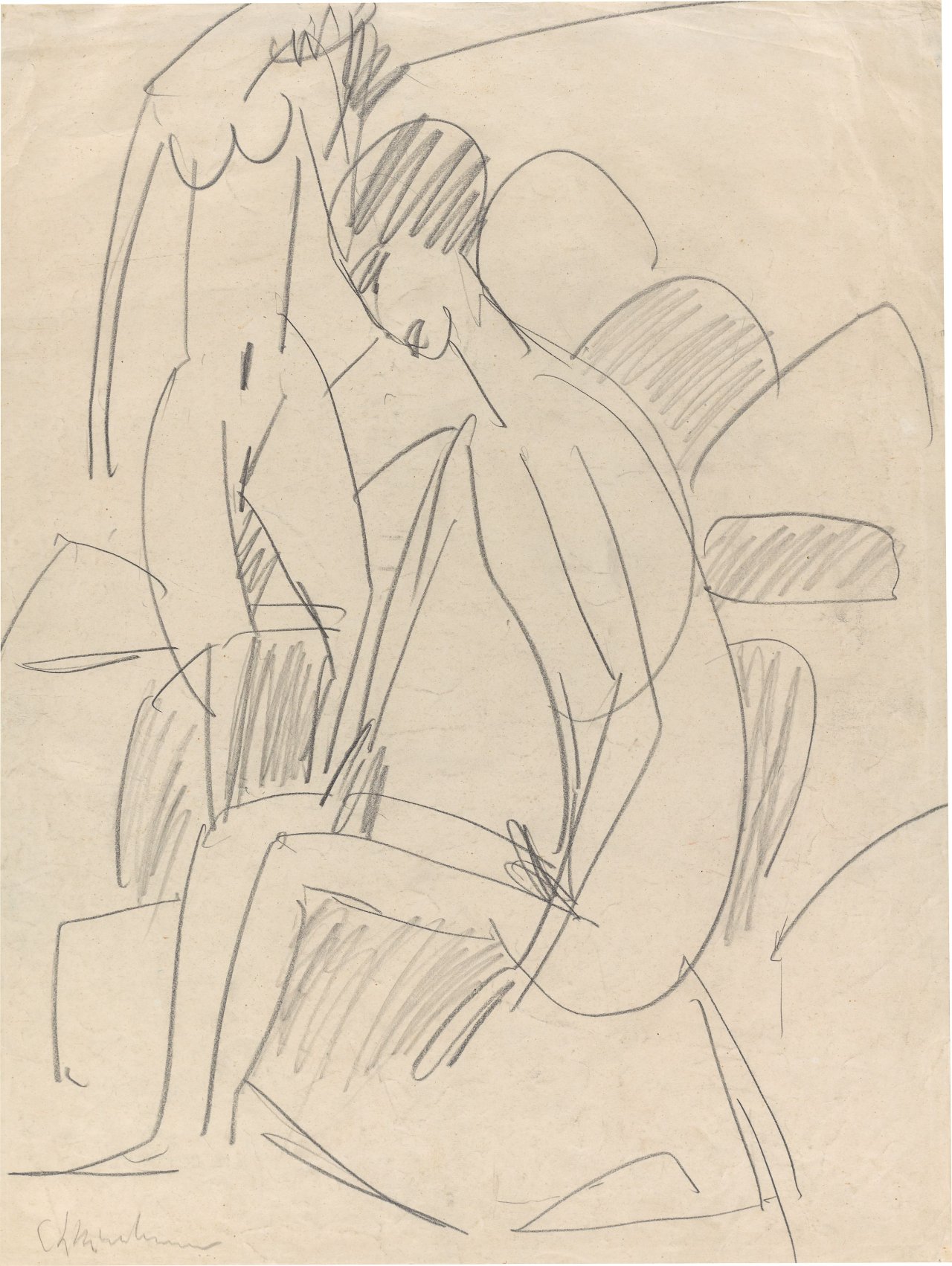 This picture shows the following artwork: Ernst Ludwig Kirchner. ”Badende Fehmarn”. 1912.
