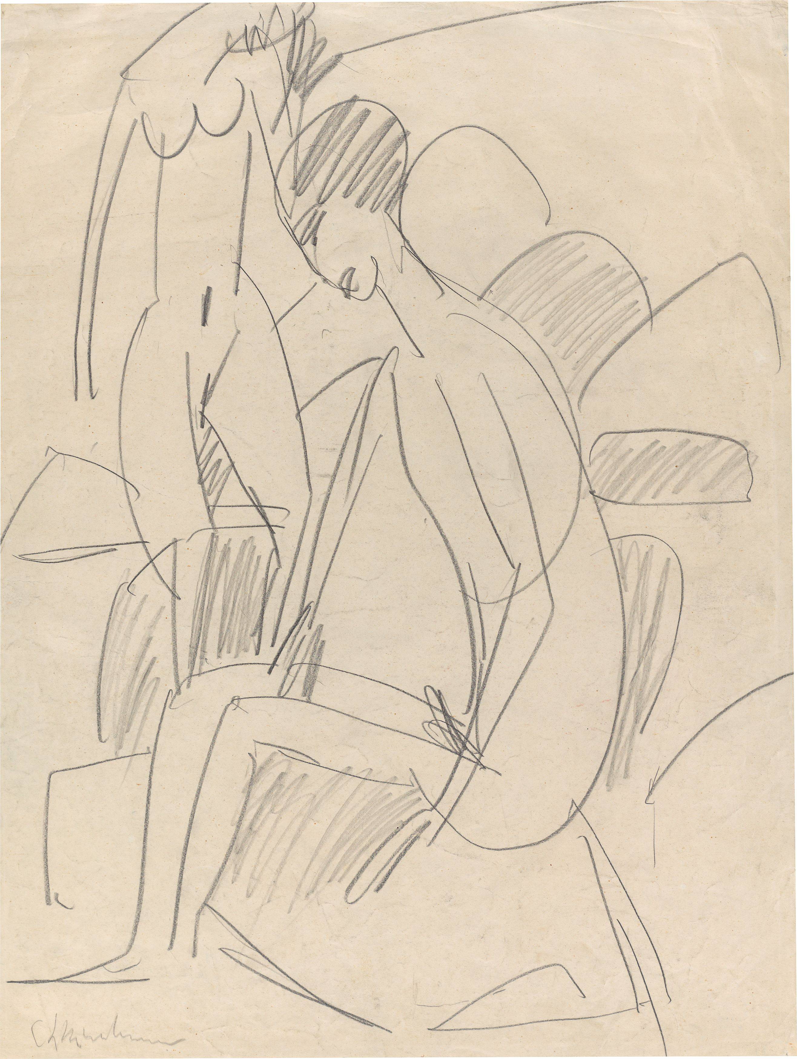 This picture shows the following artwork: Ernst Ludwig Kirchner. ”Badende Fehmarn”. 1912.