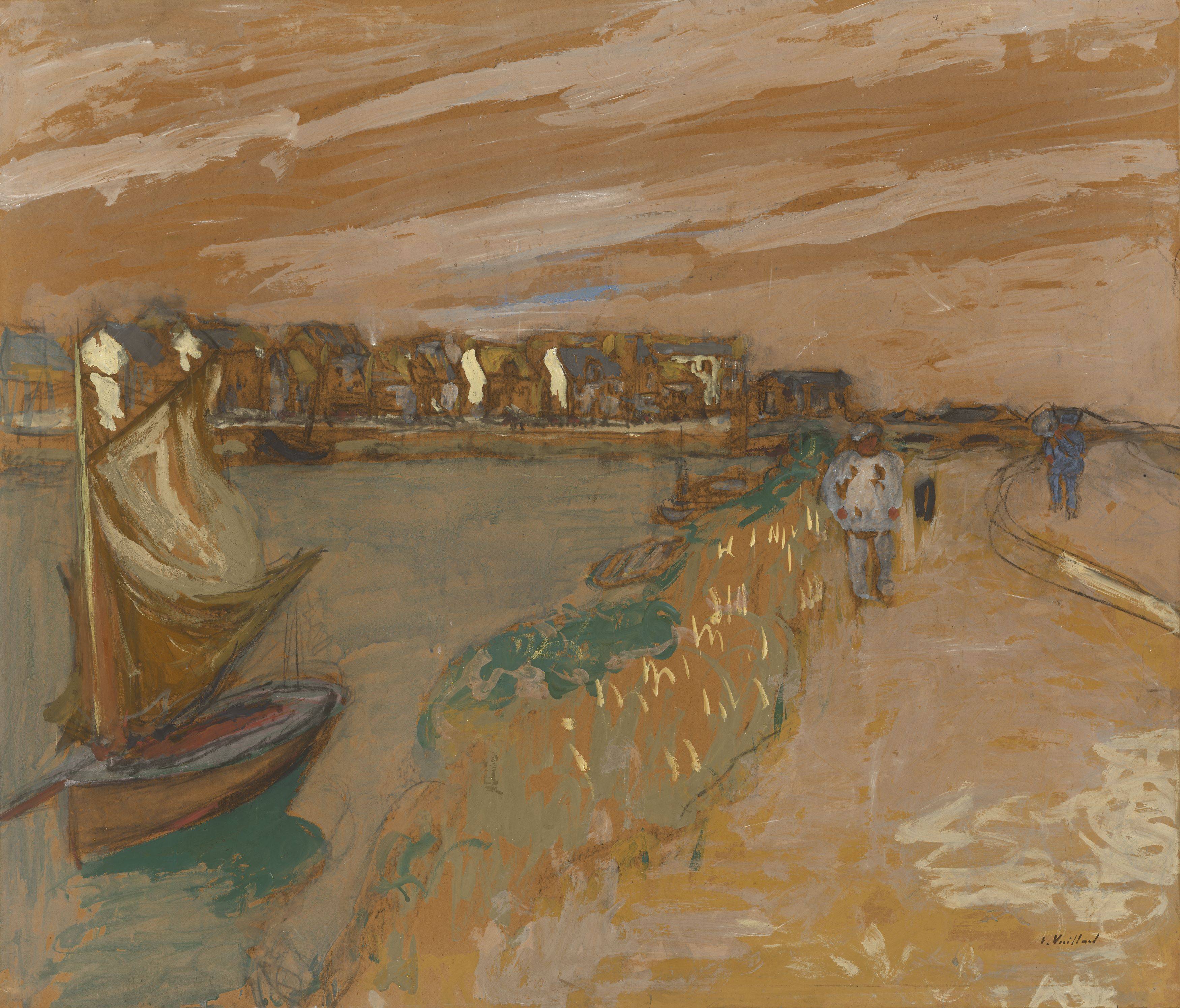 Auf diesem Bild ist das folgende Kunstwerk zu sehen: Édouard Vuillard. „La Berge du Pouliguen“ (Das Ufer von Le Pouliguen). 1908.