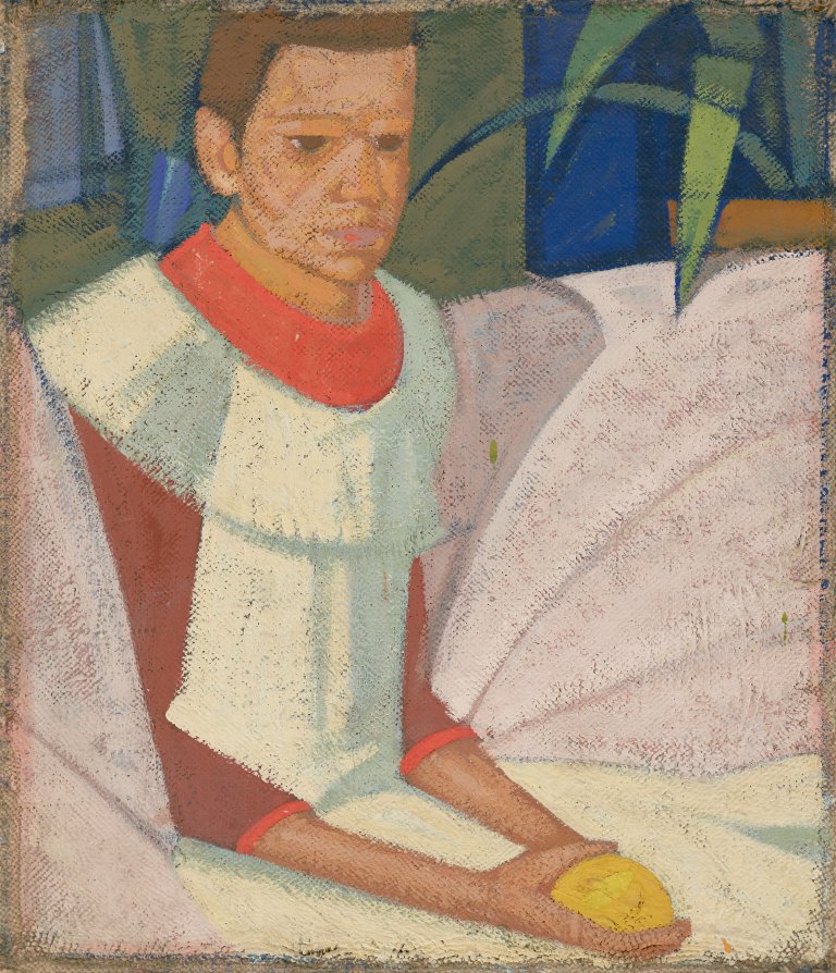 Auf diesem Bild ist das folgende Kunstwerk zu sehen: Hermann Glöckner. „Mädchen mit Frucht“. 1927.