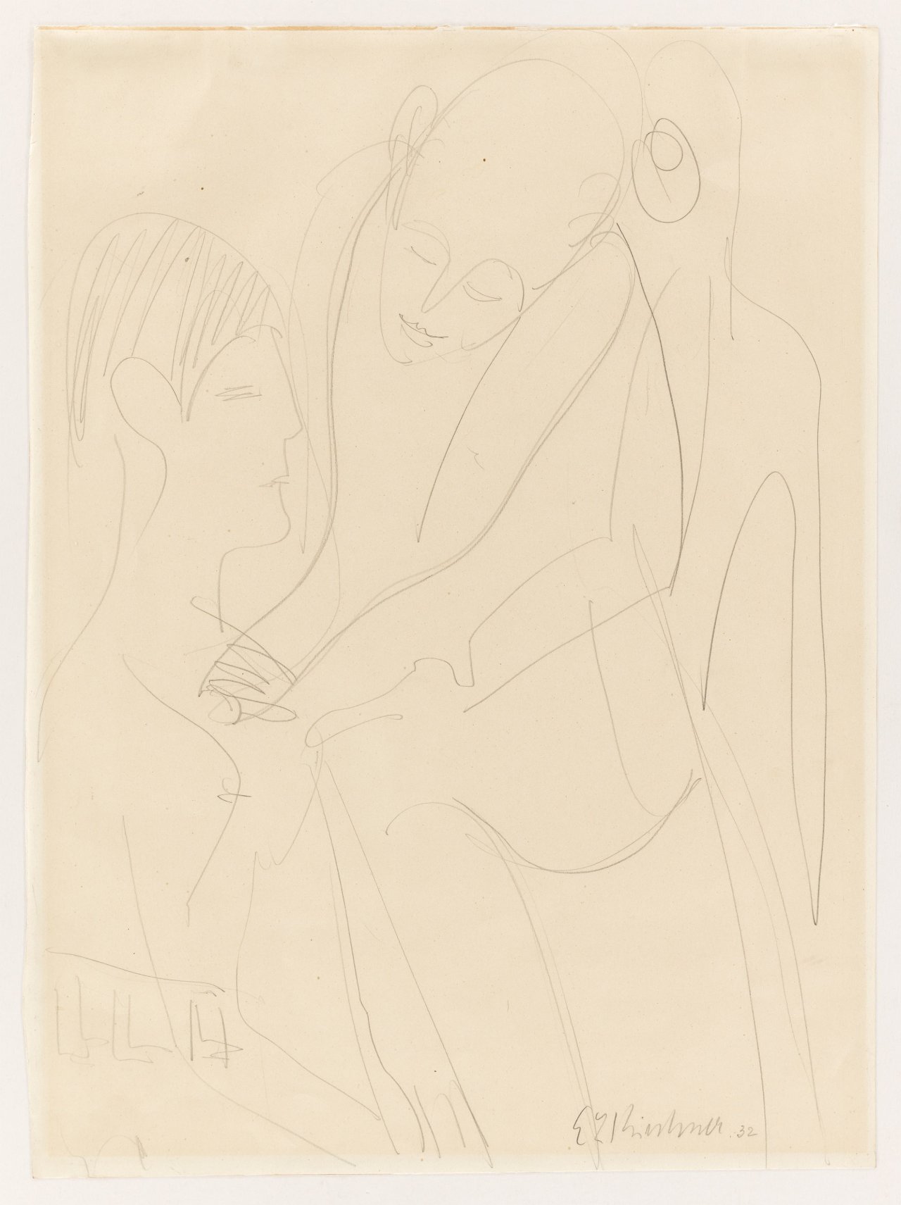 This picture shows the following artwork: Ernst Ludwig Kirchner. Doctor examining a woman (Dr. Bauer and Erna Kirchner?). 1932.