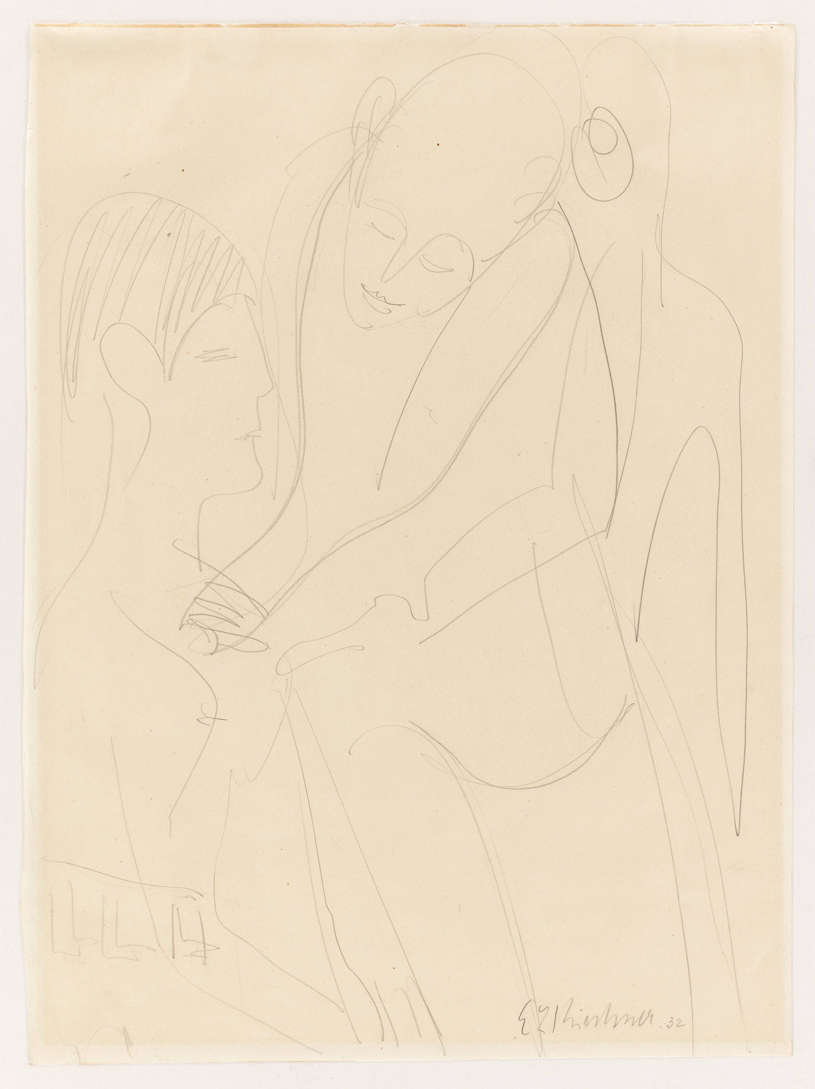 This picture shows the following artwork: Ernst Ludwig Kirchner. Doctor examining a woman (Dr. Bauer and Erna Kirchner?). 1932.