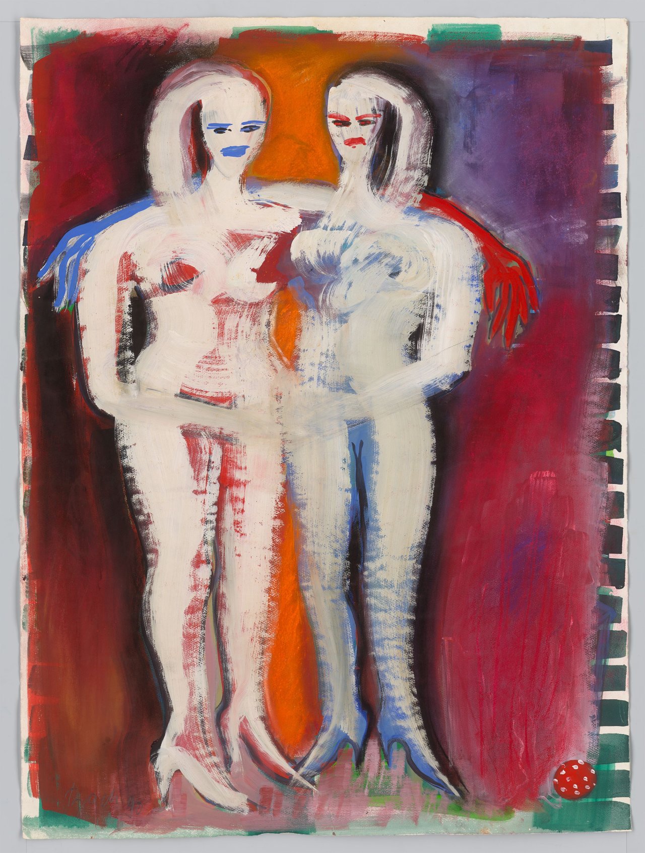 This picture shows the following artwork: Elvira Bach. Two embracing figures. 1990.