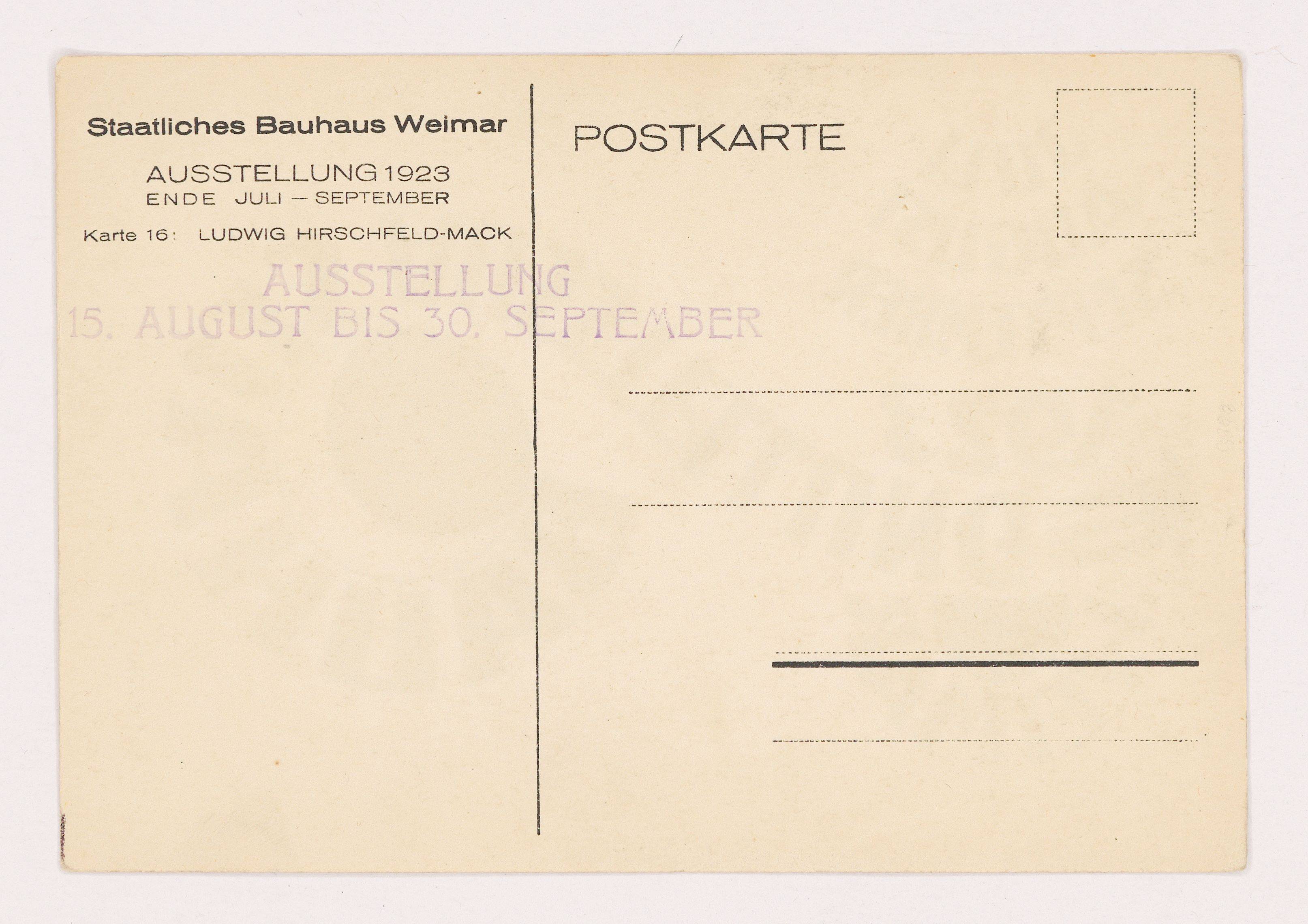 This picture shows the following artwork: Ludwig Hirschfeld-Mack. ”Bauhaus Ausstellung Weimar 1923 Juli August September”. 1923.