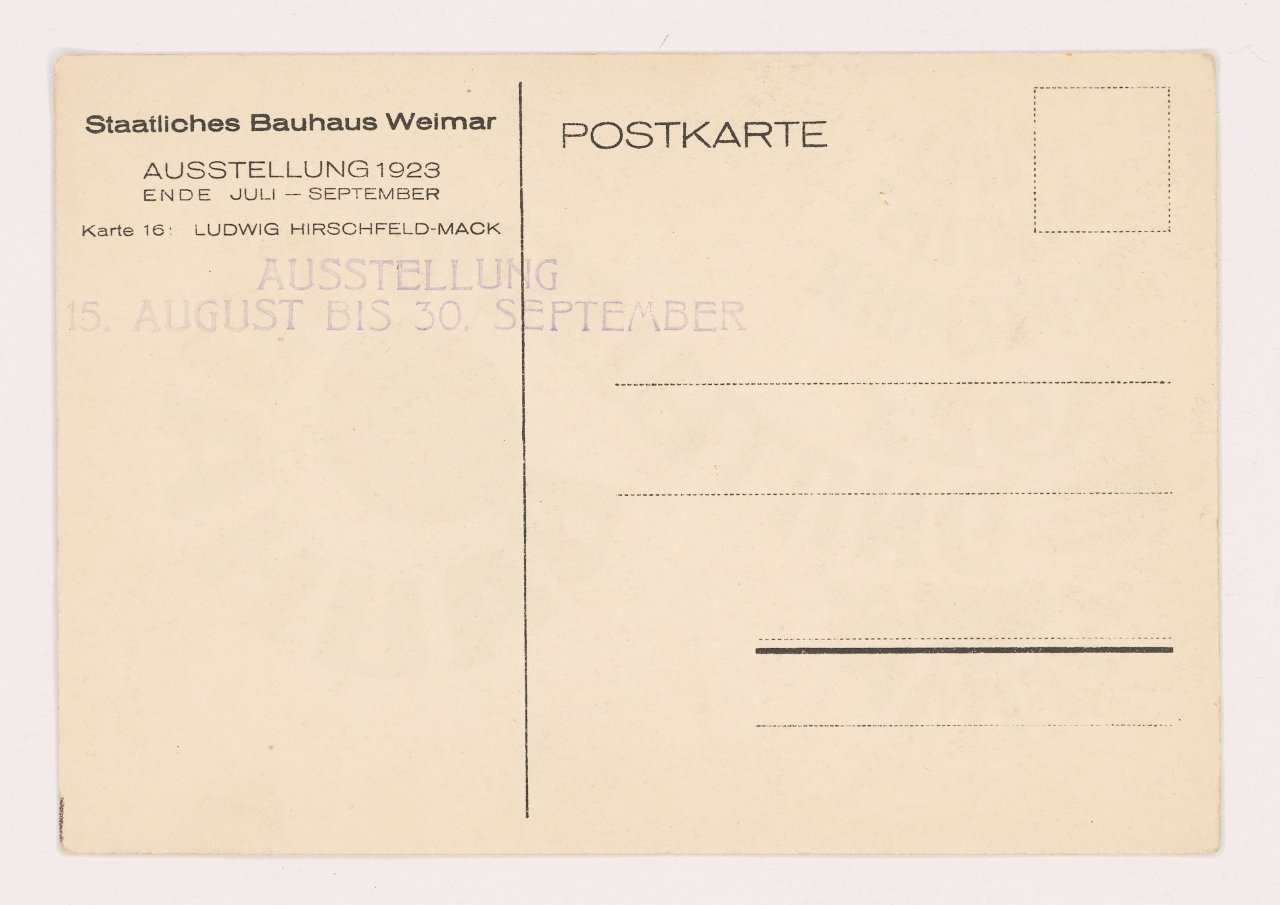 This picture shows the following artwork: Ludwig Hirschfeld-Mack. ”Bauhaus Ausstellung Weimar 1923 Juli August September”. 1923.