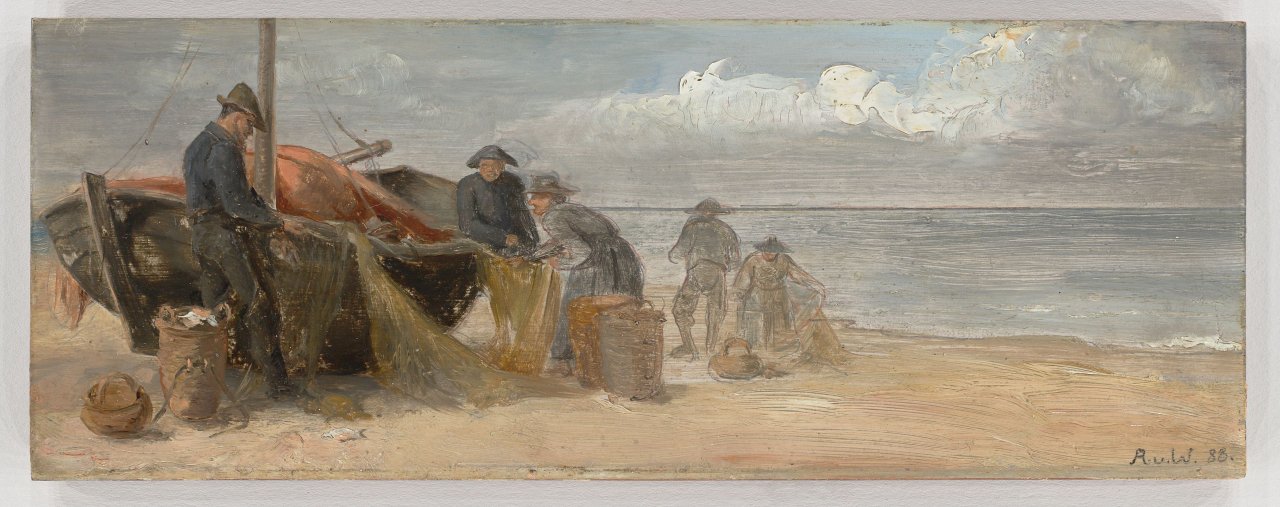Auf diesem Bild ist das folgende Kunstwerk zu sehen: Anton von Werner. Fischer aus Heringsdorf. 1888.