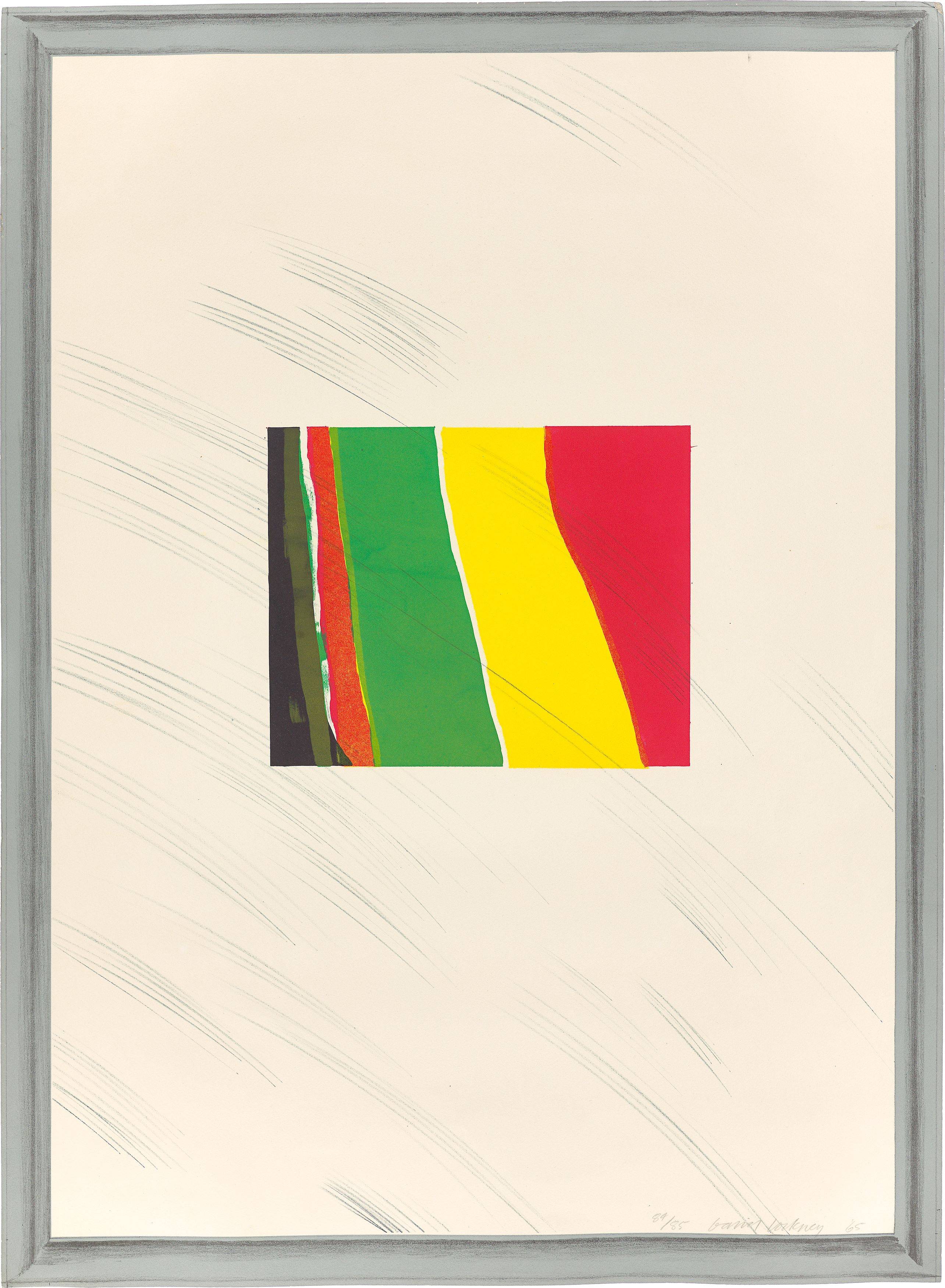 This picture shows the following artwork: David Hockney. ”Picture of a pointless abstraction framed under glass”. 1965.