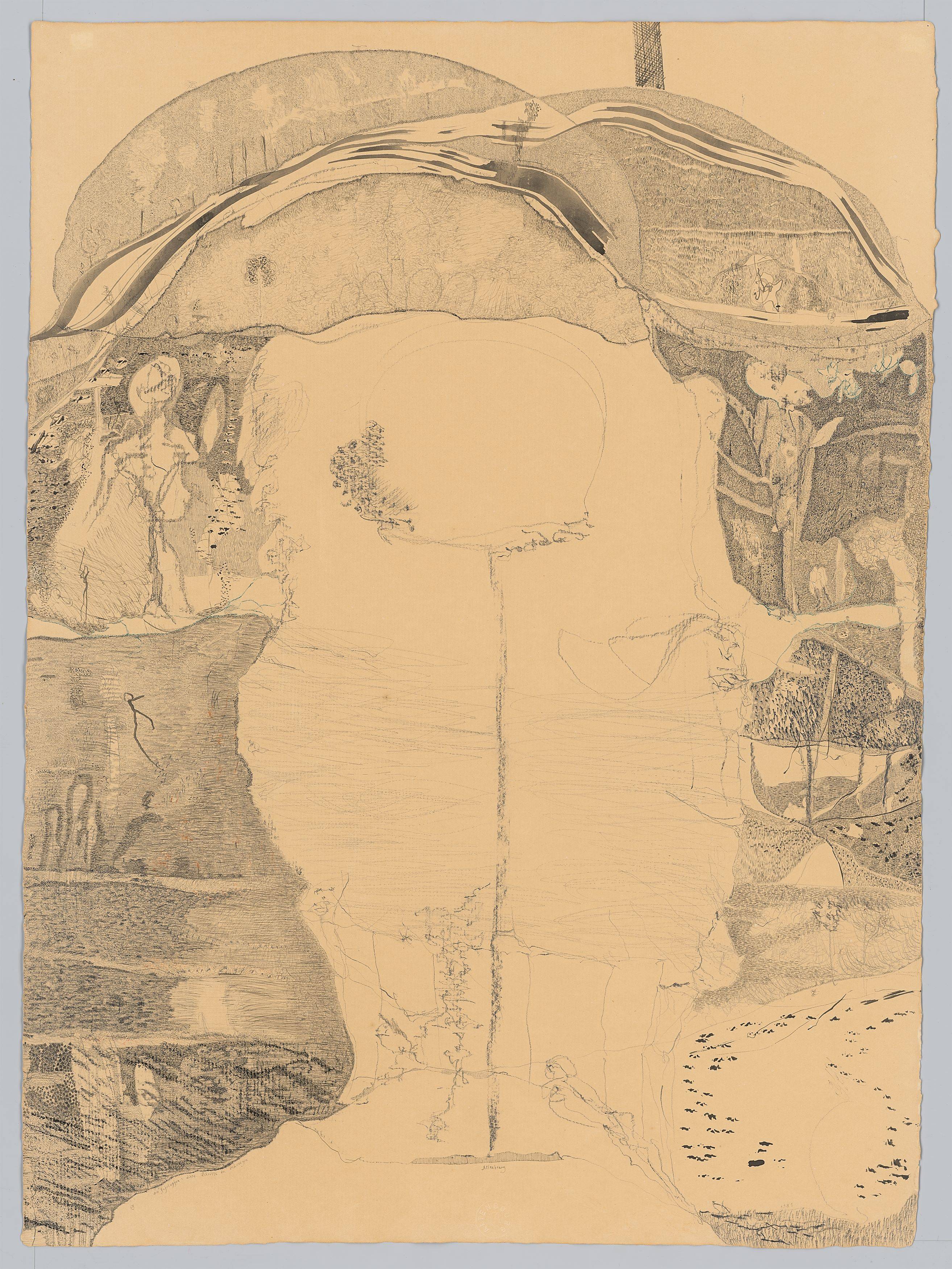 This picture shows the following artwork: Gerhard Altenbourg. ”Die Fußstapfen: Diese Schritte ins Schweigen”. 1981.