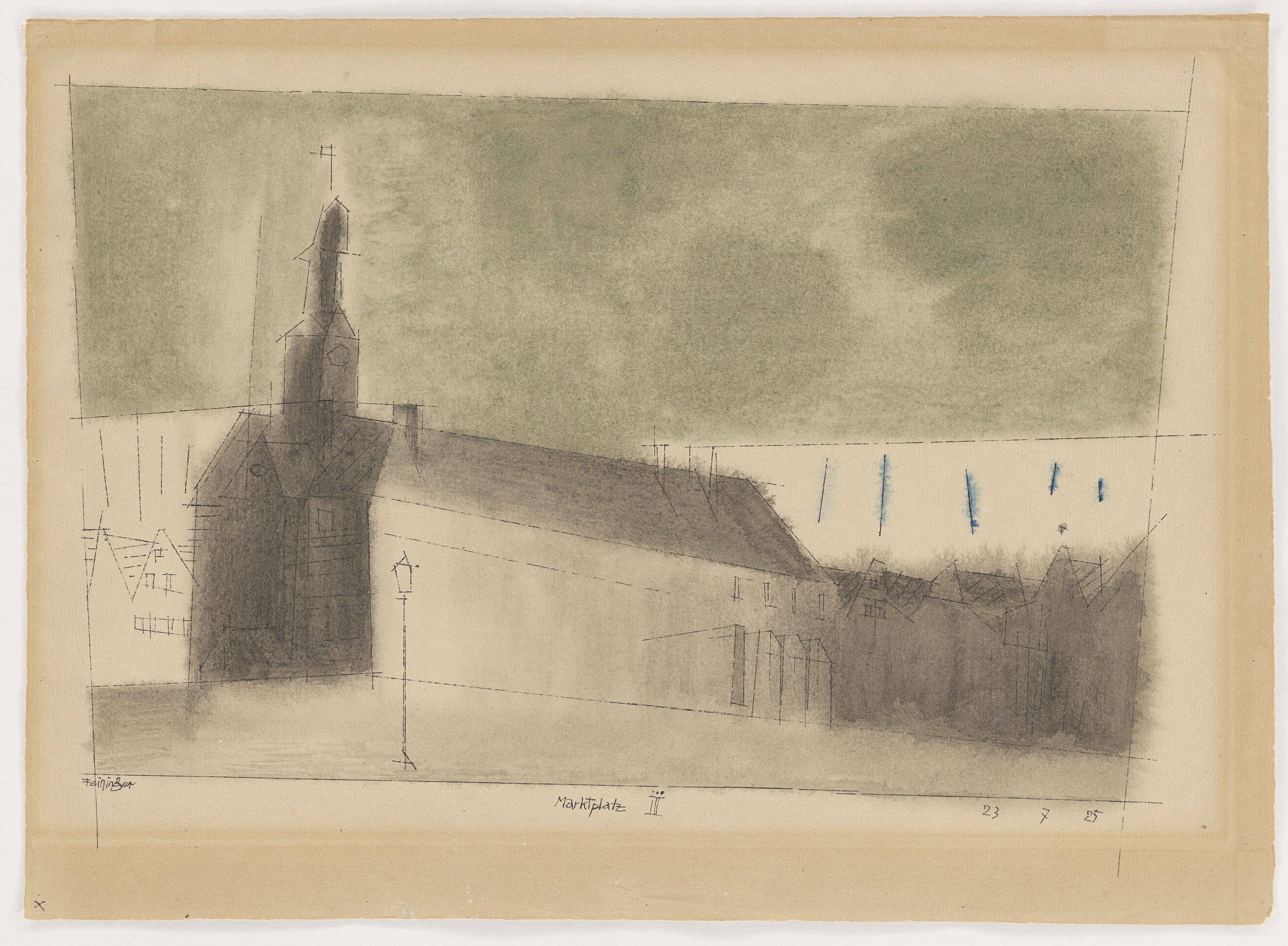 Auf diesem Bild ist das folgende Kunstwerk zu sehen: Lyonel Feininger. „Marktplatz III“. 1925.
