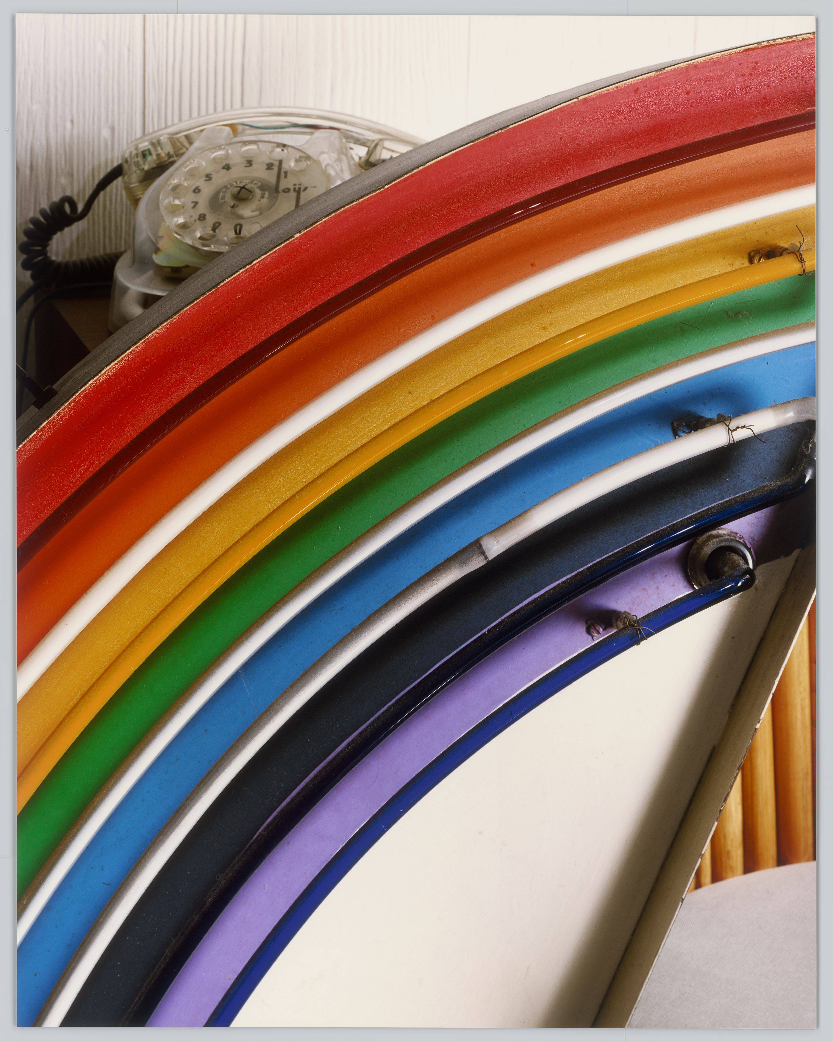 This picture shows the following artwork: Roe Ethridge. Old Phone and Neon Rainbow. 2006.